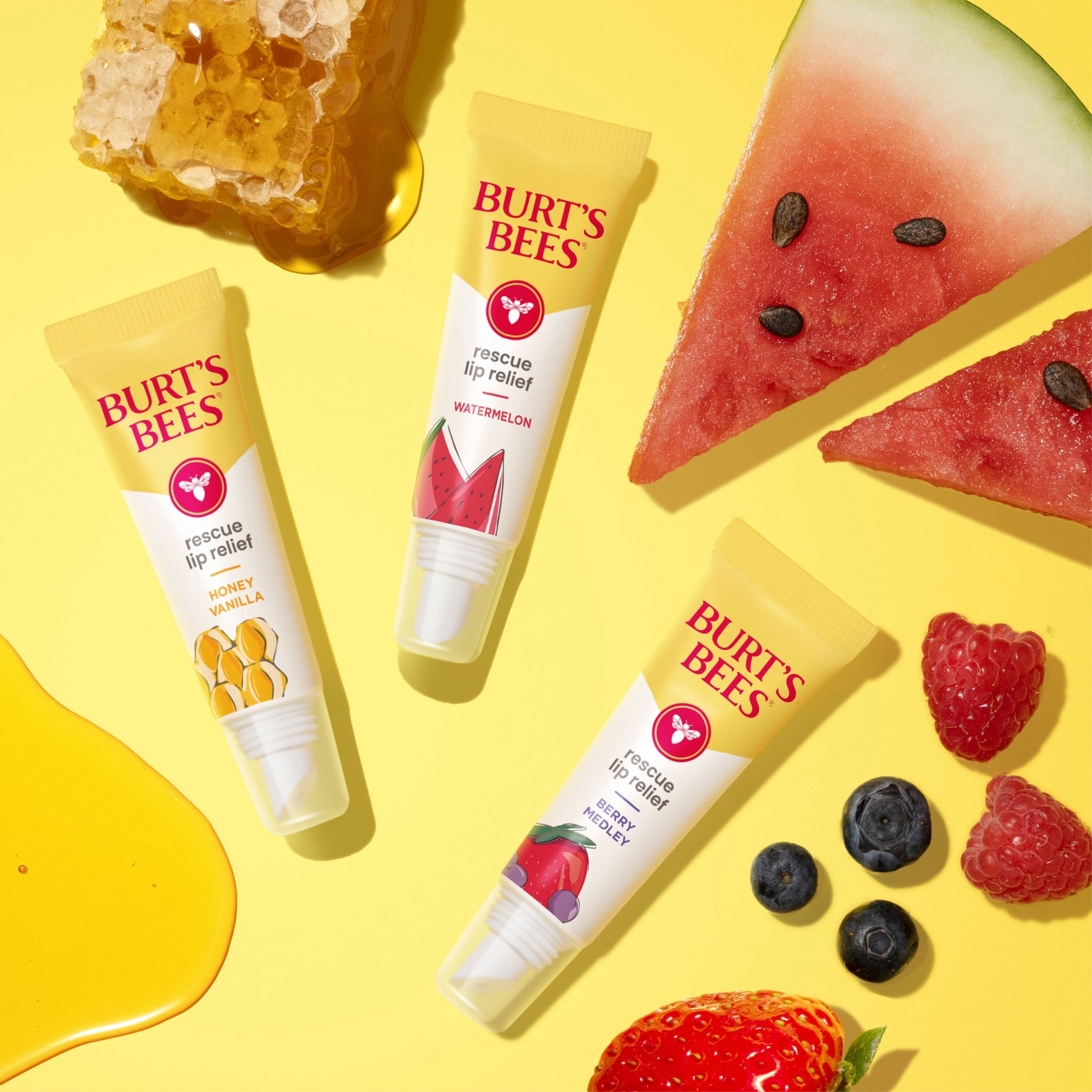 Burt's Bees Watermelon and Berry Medley Rescue Lip Relief, 2-Pack, 0.35 oz.