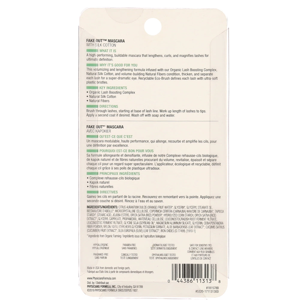 Physicians Formula Organic Wear Fake Out Mascara, Black