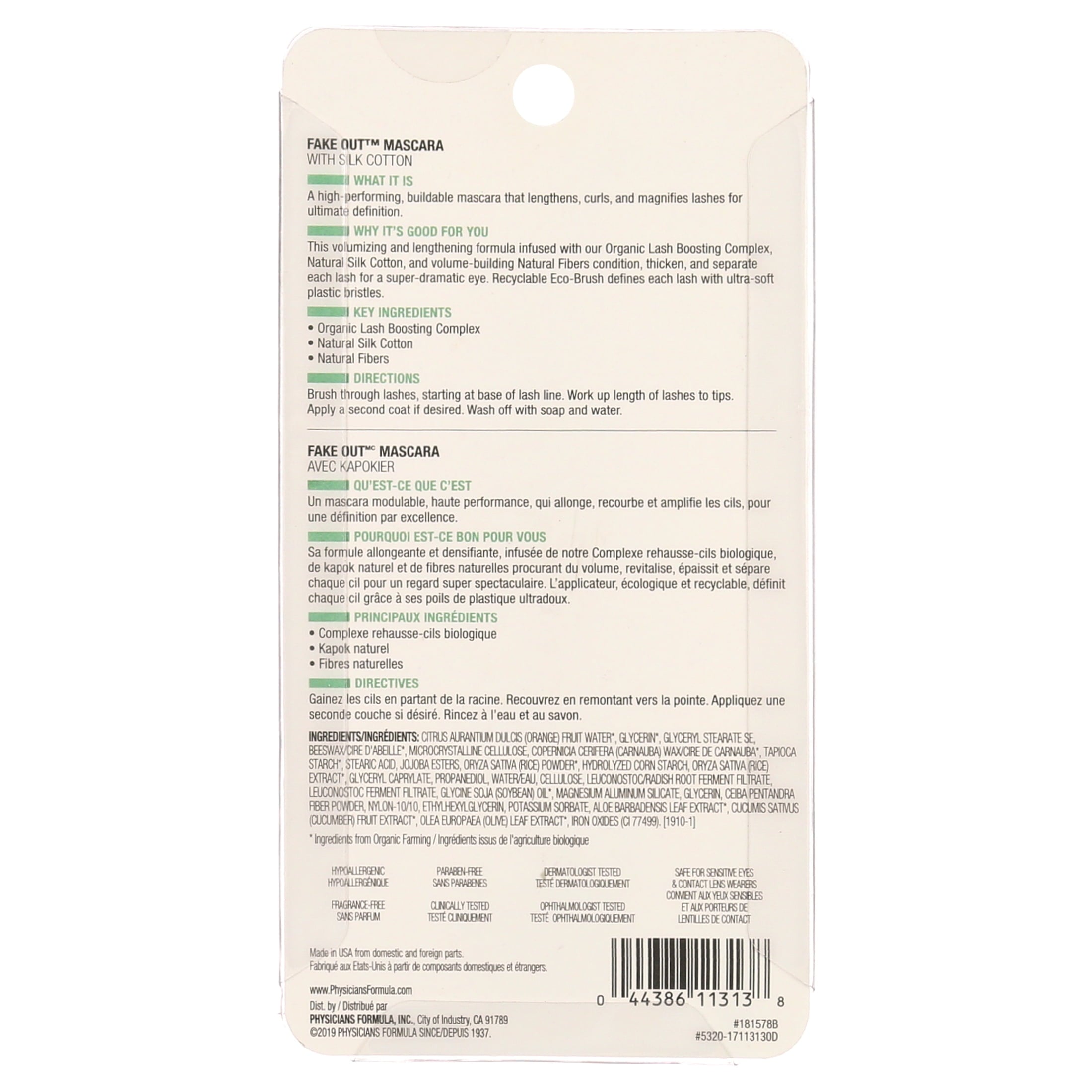 Physicians Formula Organic Wear Fake Out Mascara, Black