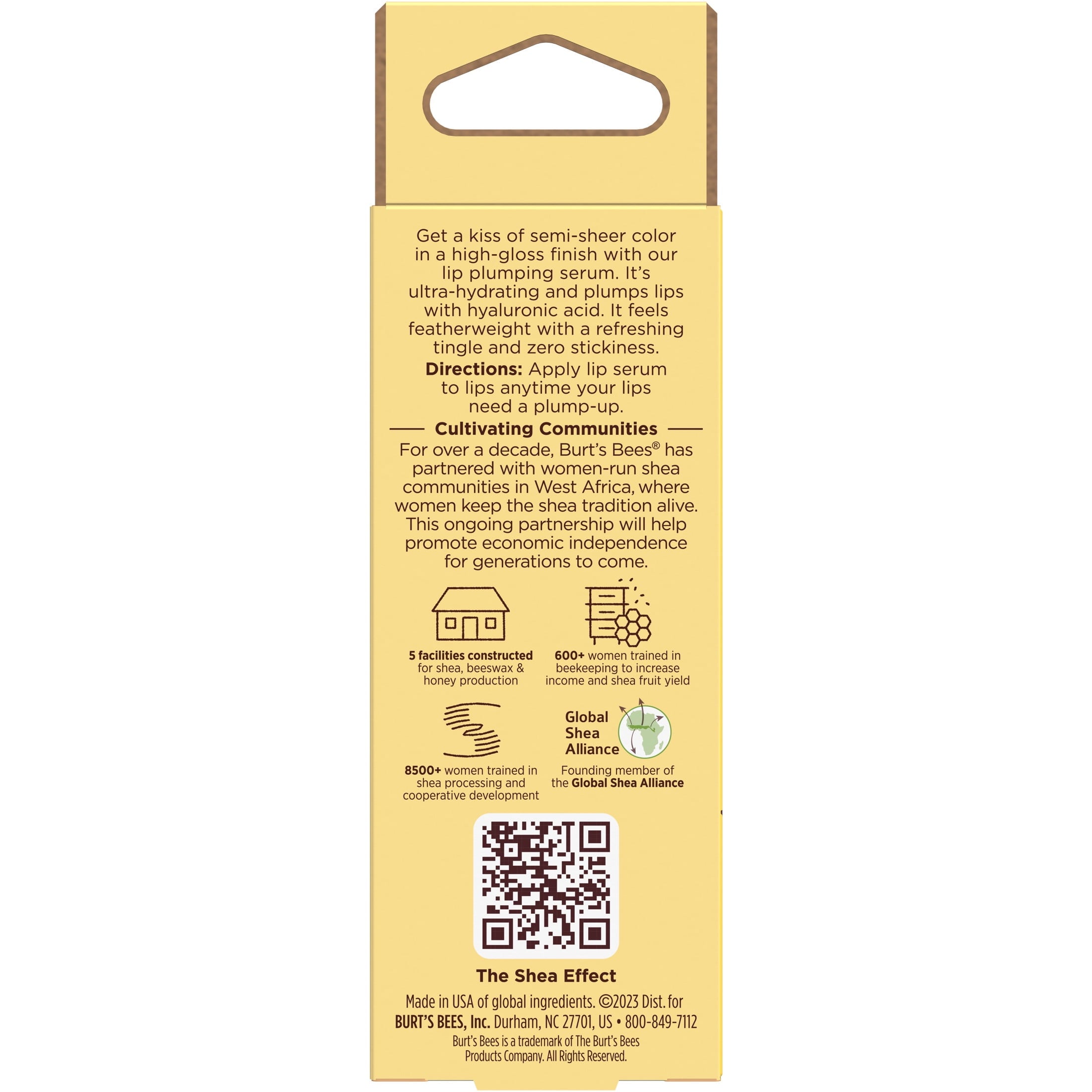 Burt's Bees Shea + Hyaluronic Acid Rose Plumping Lip Serum, Natural Origin Lip Care, 1 Tube, 0.27 oz.