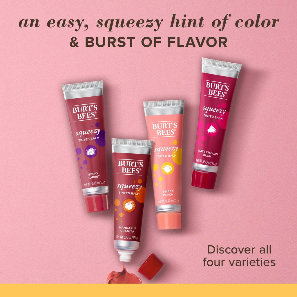 Burt's Bees 100% Natural Origin Squeezy Tinted Lip Balm, Sweet Peach - 0.43 Ounce Squeeze Tube