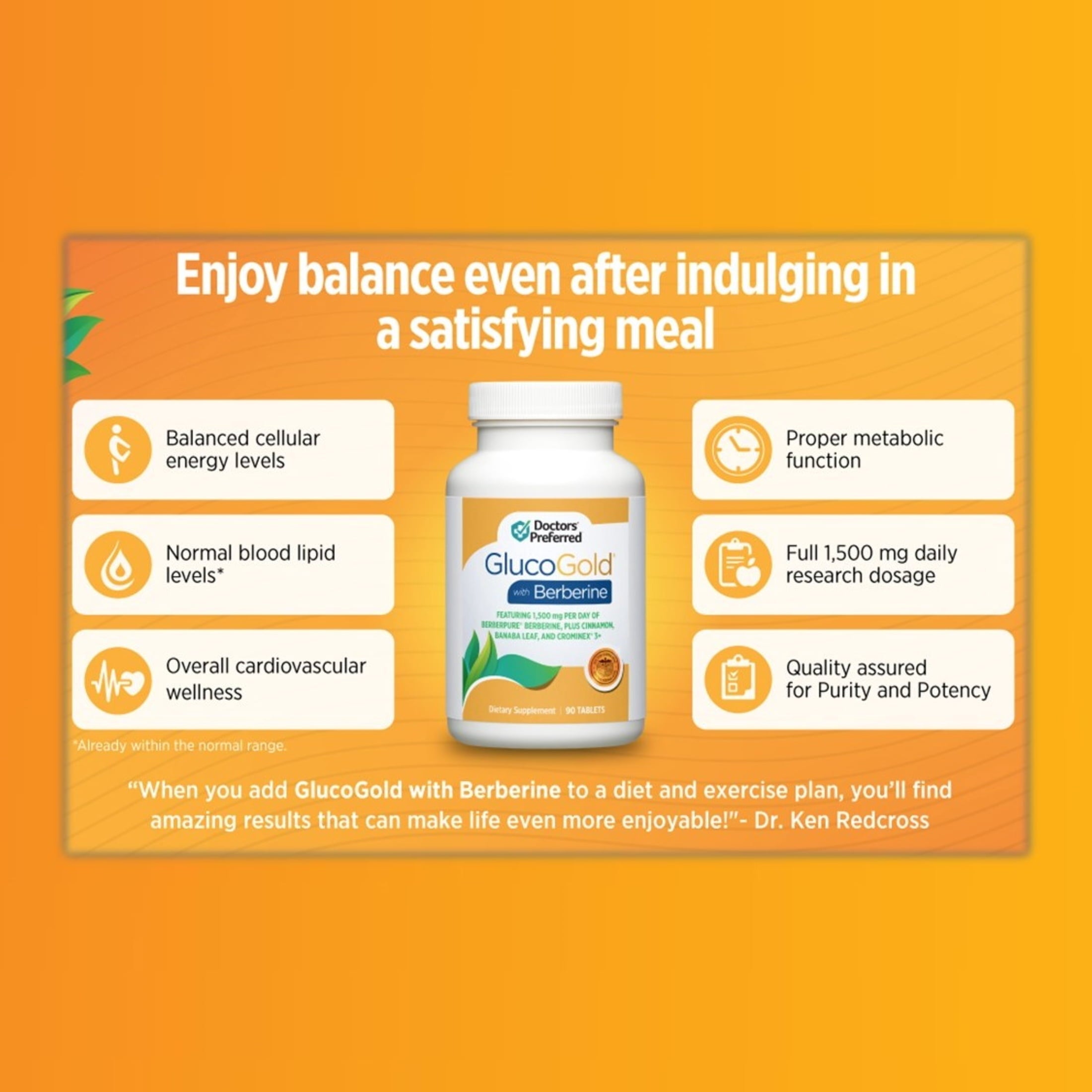 Doctors’ Preferred GlucoGold with Berberine, Healthy Blood Sugar Support, 42 Vegetarian Tablets