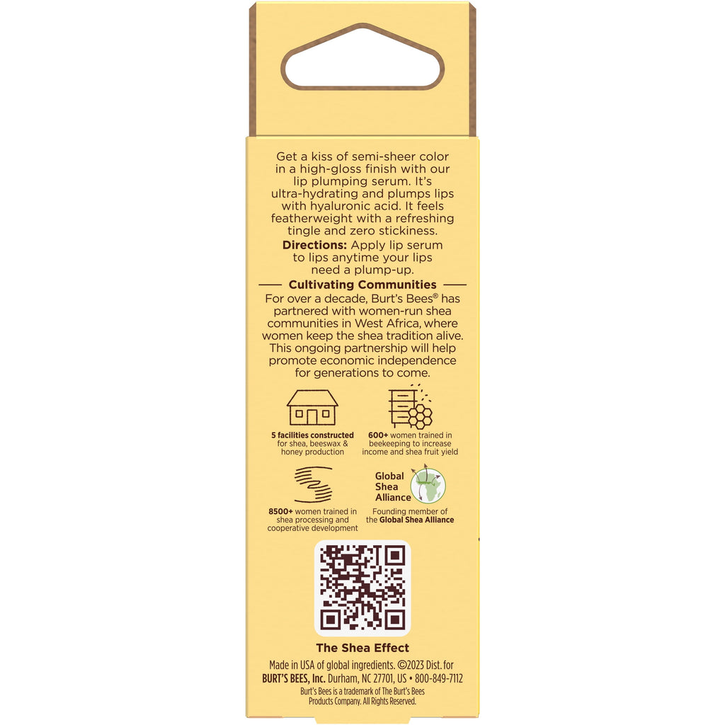 Burt's Bees Shea + Hyaluronic Acid Red Dahlia Plumping Lip Serum, Natural Origin Lip Care, 1 Tube, 0.27 oz.