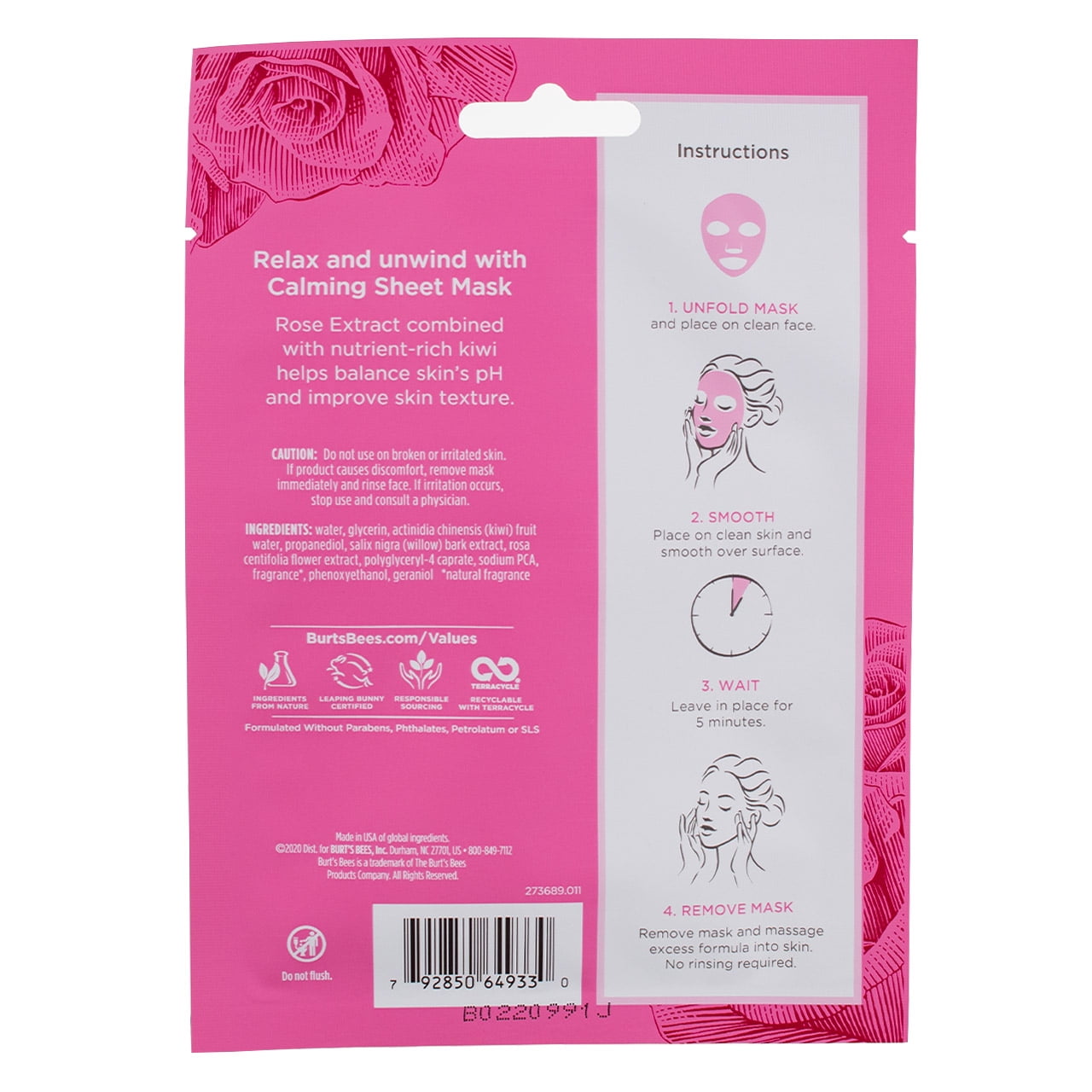 Burt's Bees Calming Sheet Mask, Rose