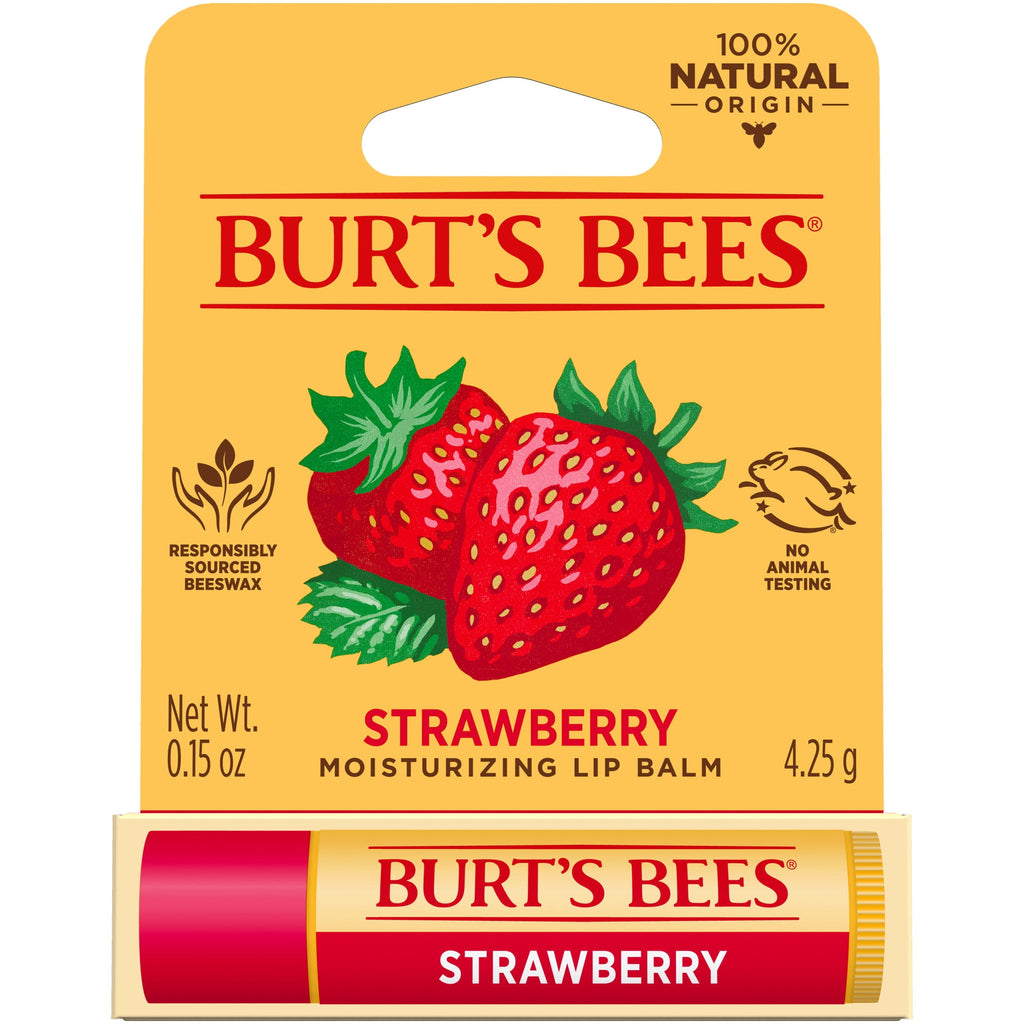 Burt's Bees Strawberry Moisturizing Lip Balm, 100% Natural Origin, 6 Tubes, 0.15 oz