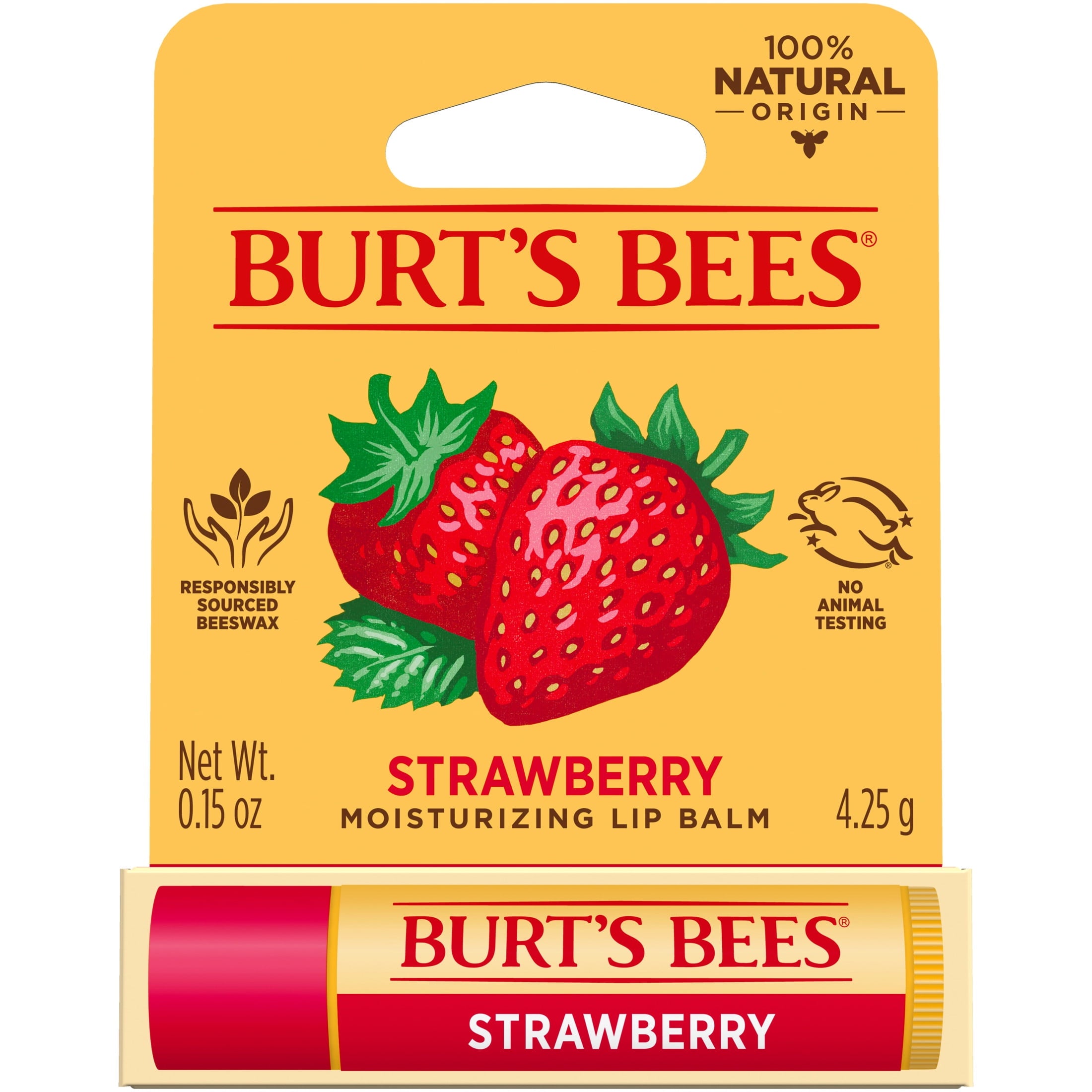 Burt's Bees Strawberry Moisturizing Lip Balm, 100% Natural Origin, 6 Tubes, 0.15 oz