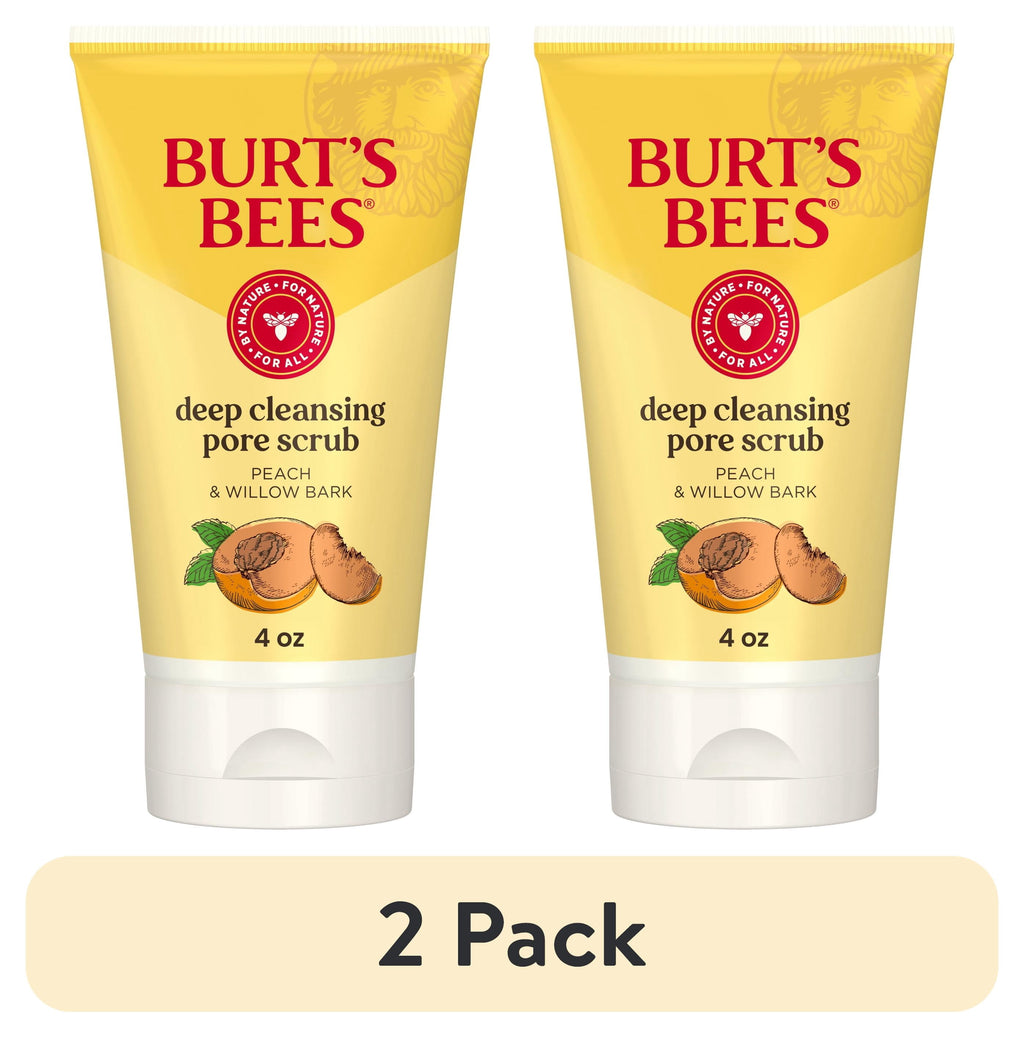 (2 pack) Burt's Bees Deep Cleansing Pore Scrub with Peach and Willow Bark, 4 Ounces