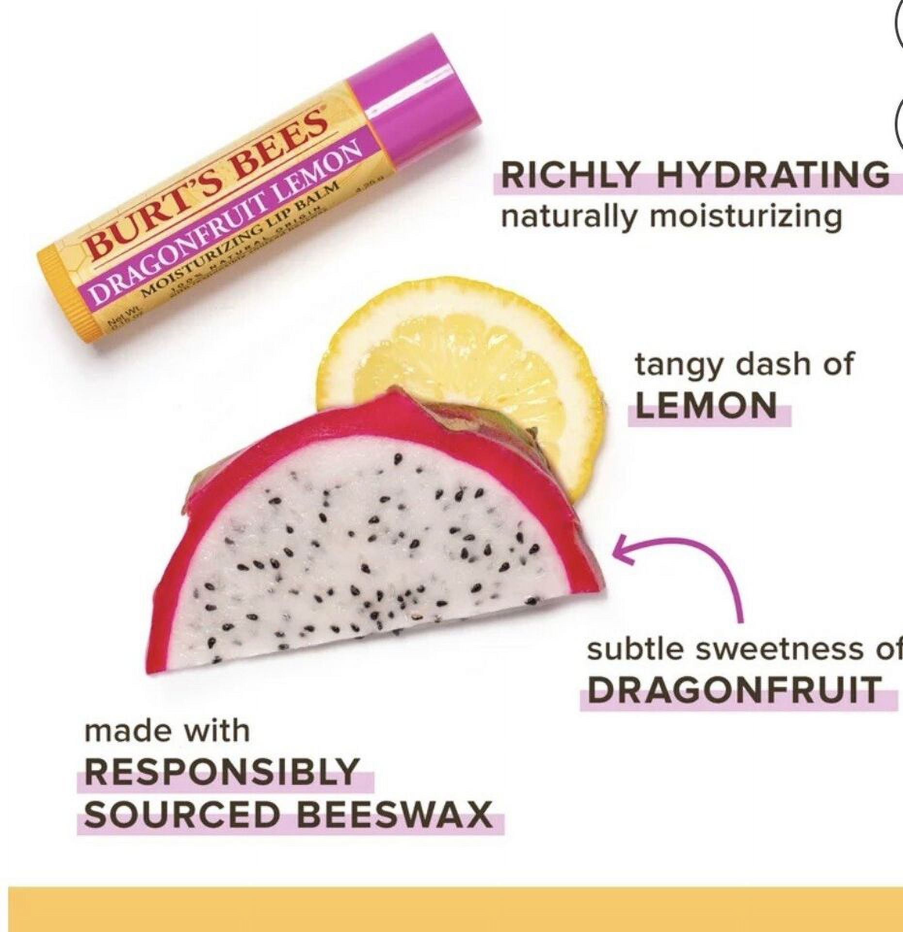 Burt's Bees Natural Origin Lip Balm Dragonfruit Lemon - 0.15 Oz (Pack of 2)