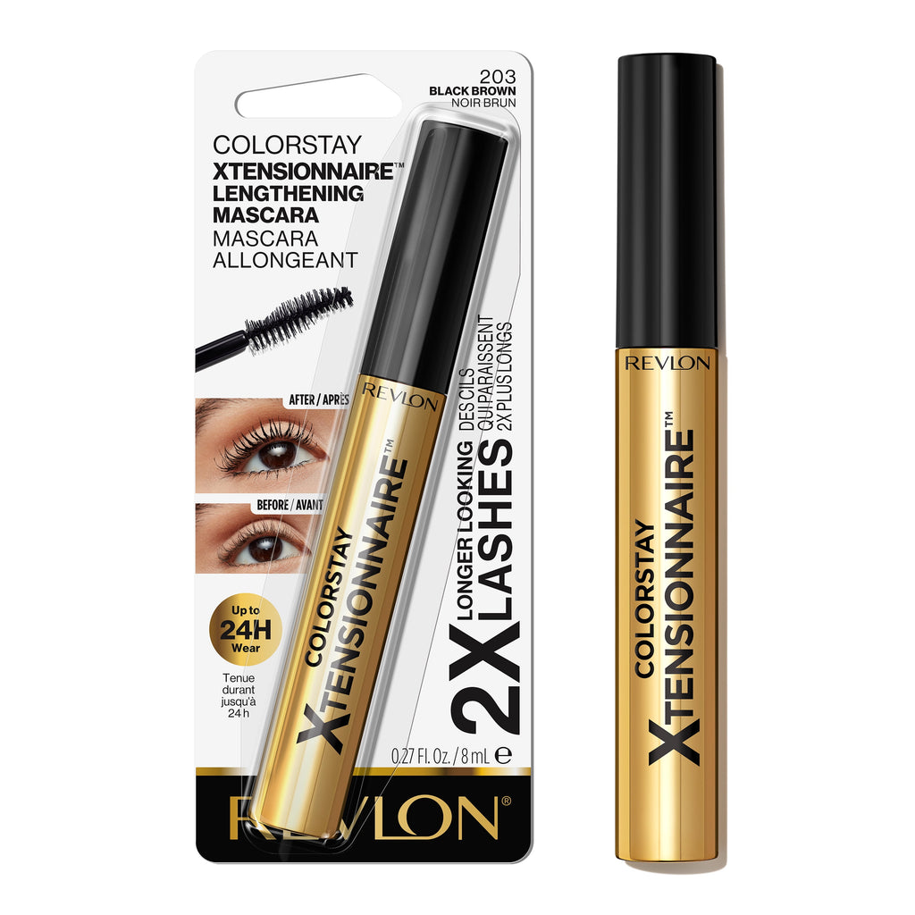 Revlon ColorStay Xtensionnaire Lengthening Mascara, Lash Serum and Mascara In One, 203 Black Brown