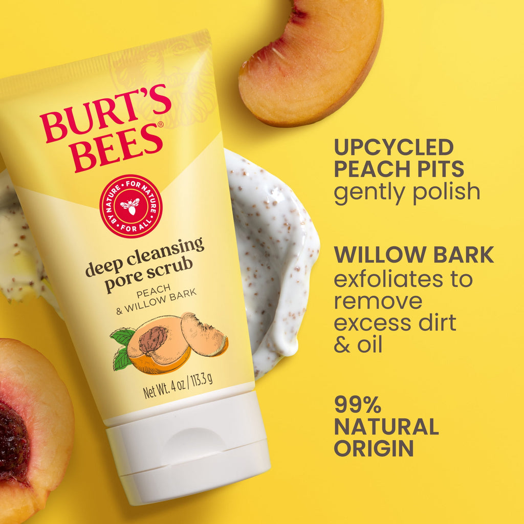 (2 pack) Burt's Bees Deep Cleansing Pore Scrub with Peach and Willow Bark, 4 Ounces