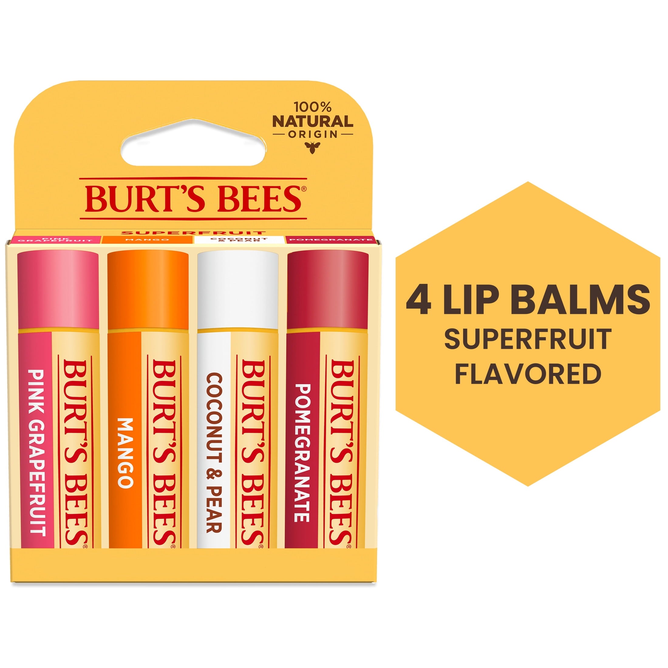 Burt's Bees 100% Natural Moisturizing Lip Balm, Original AND Burt's Bees 100% Natural Moisturizing Lip Balm, Superfruit - 8 Tubes