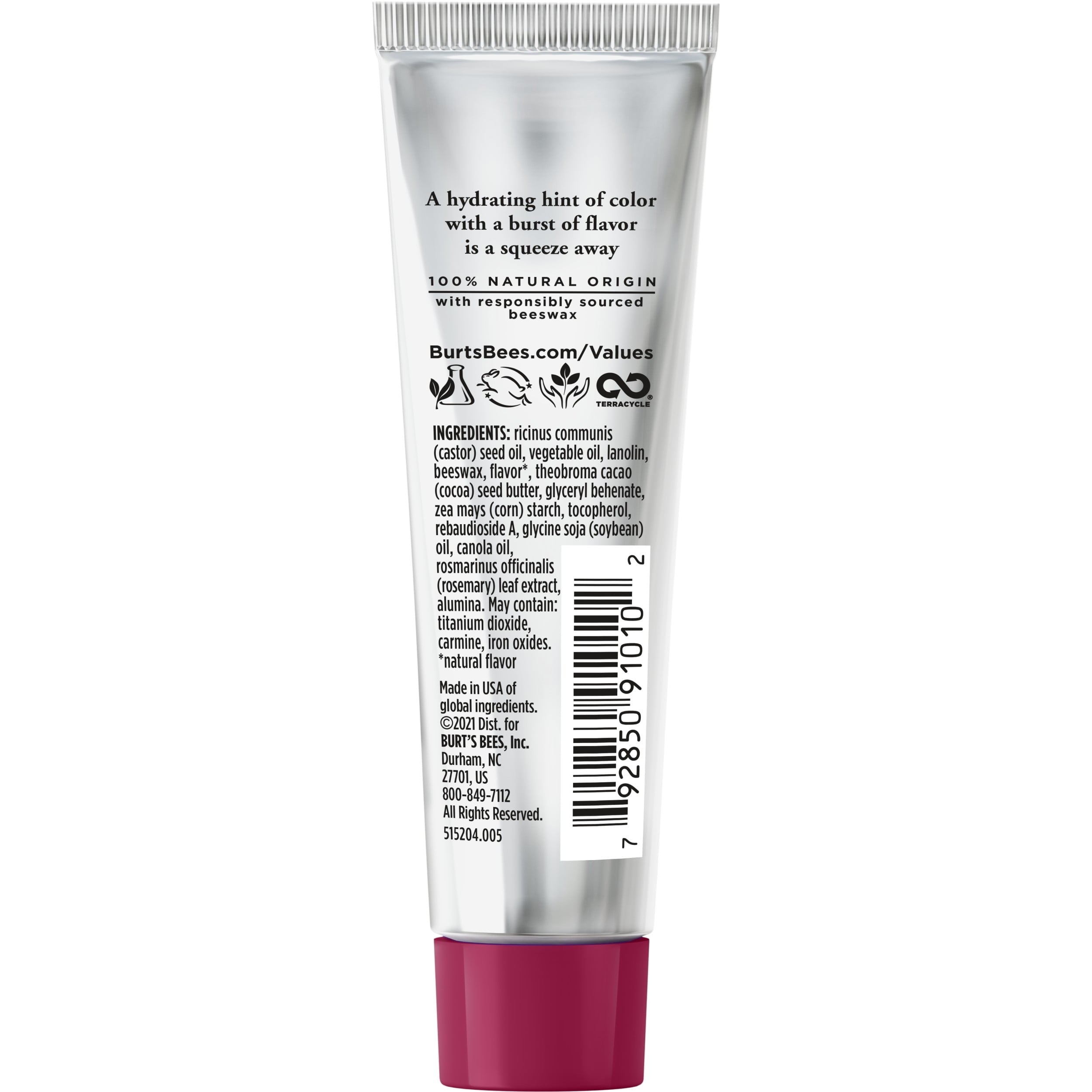 Burt's Bees 100% Natural  Squeezy Tinted Lip Balm with Beeswax, Watermelon Rush, 1 Tube