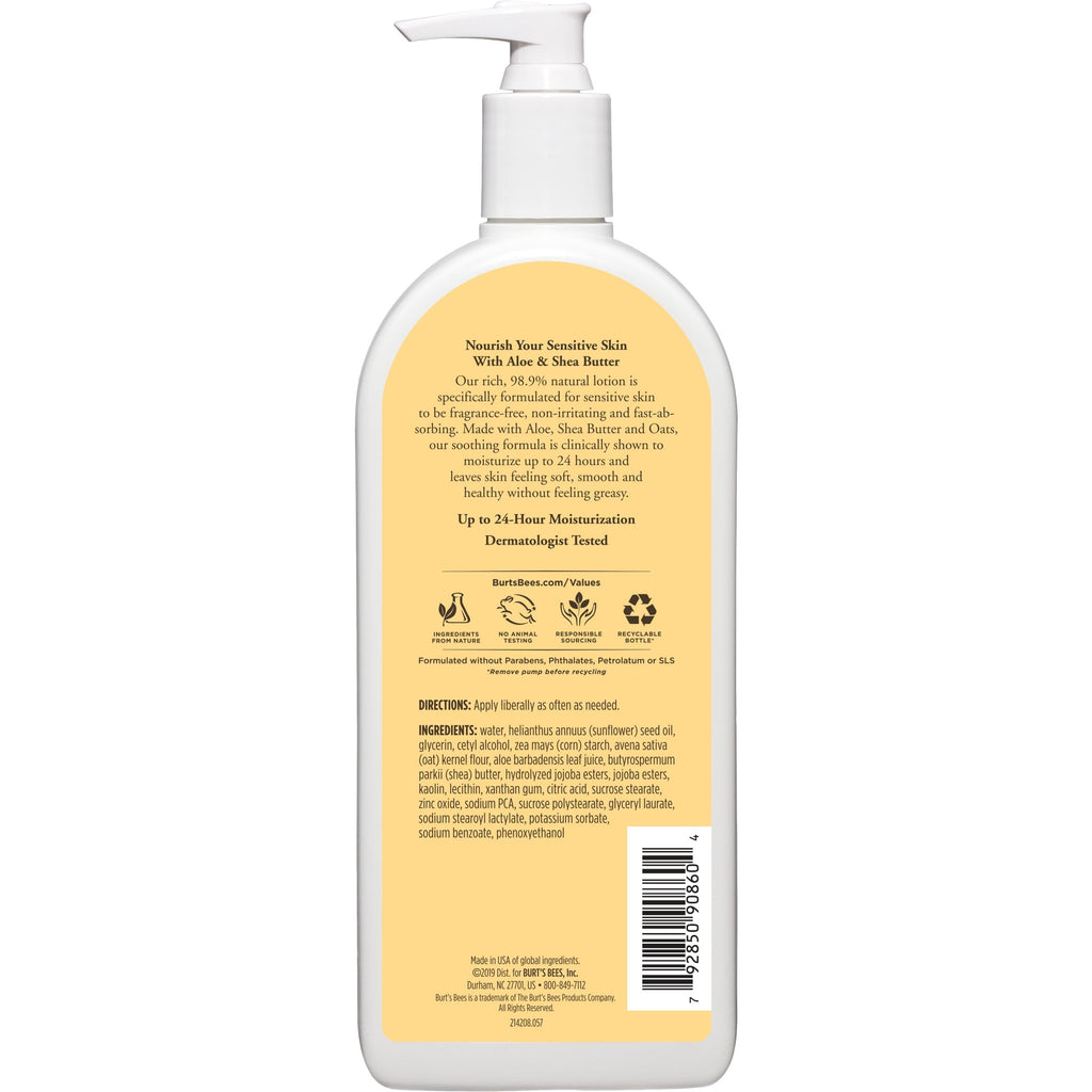 Burts Bees Body Lotion for Sensitive Skin with Aloe & Shea Butter, 12 Oz