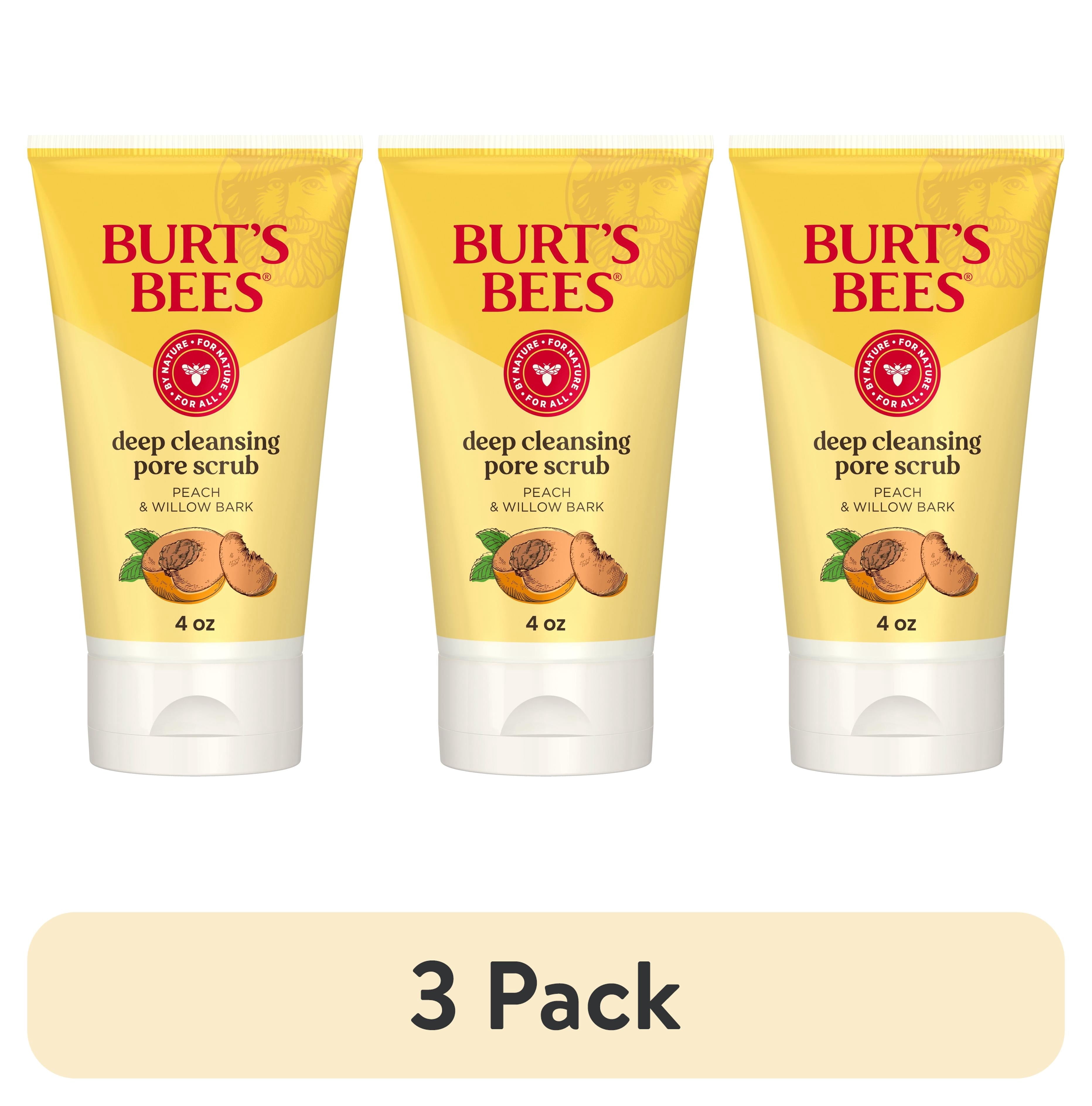 (3 pack) Burt's Bees Deep Cleansing Pore Scrub with Peach and Willow Bark, 4 Ounces