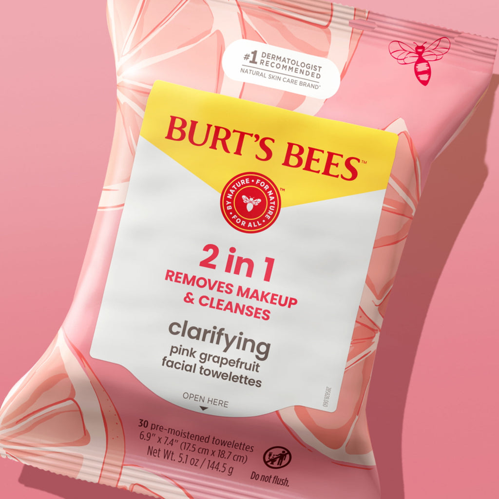Burts Bees Clarifying Pink Grapefruit Facial Towelettes, 30 ct. Pack