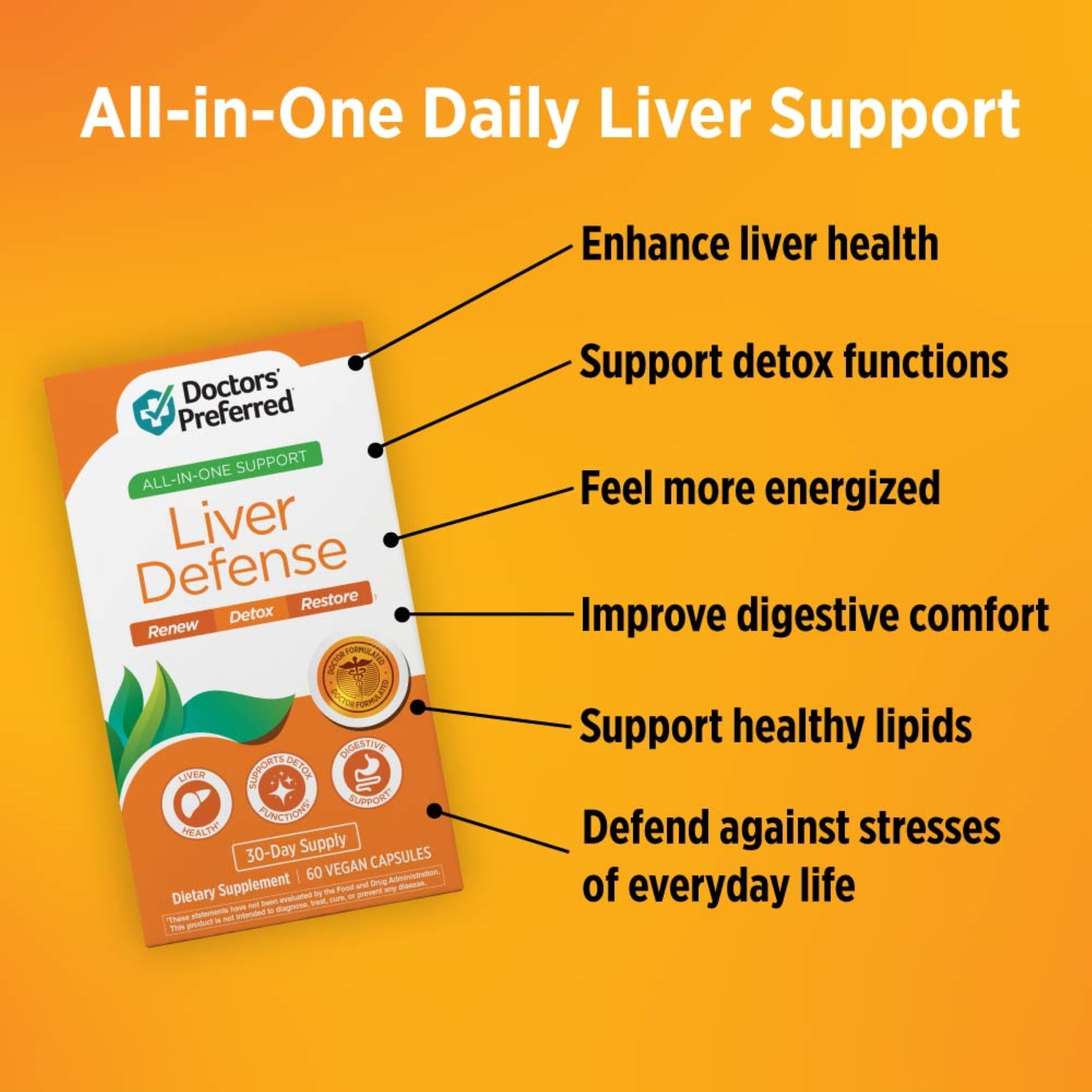 Doctors' Preferred Liver Defense, Liver Health and Detox with Milk Thistle, 60 Capsules