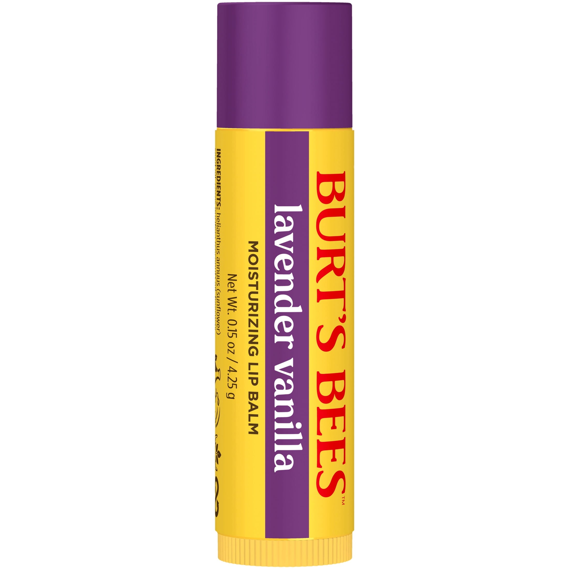 Burt's Bees Lavender Vanilla Moisturizing Lip Balm, 100% Natural Origin, Mother's Day Gift, 1 Tube, 0.15 oz