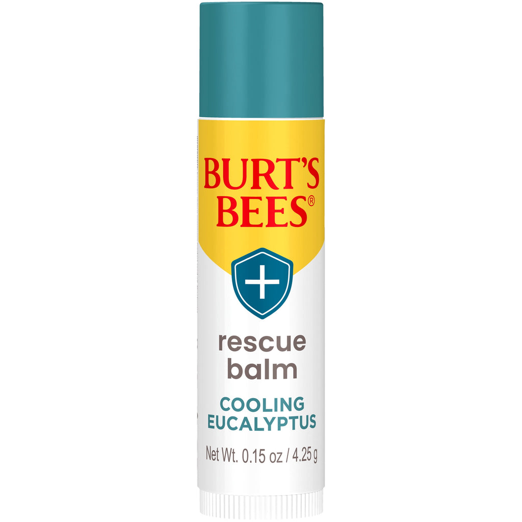 Burt's Bees 100% Natural Origin Rescue Lip Balm, Cooling Eucalyptus, 1 Tube