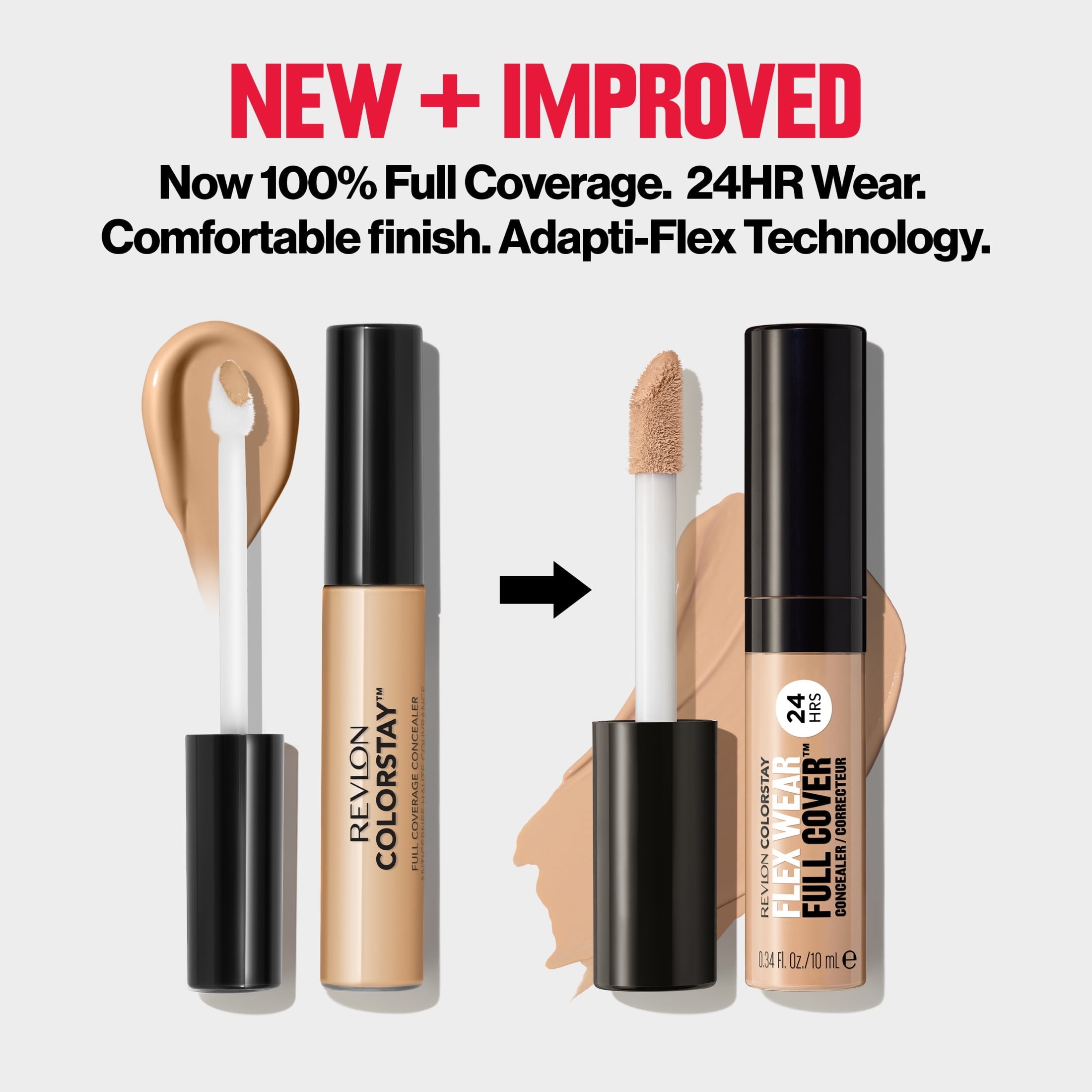 Revlon ColorStay Flex Wear Concealer, Full Coverage, 24HR Wear, 070 Nutmeg, 0.34 fl oz