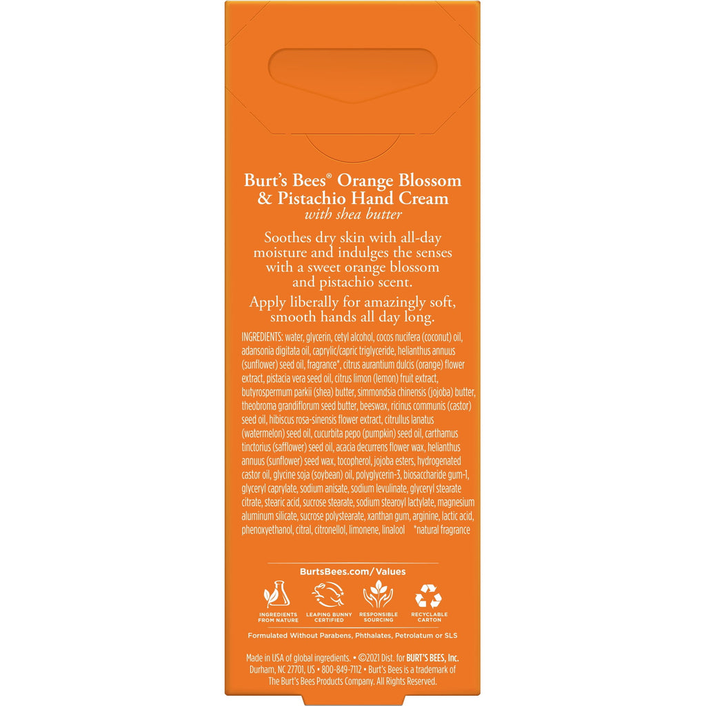 Burt's Bees Orange Blossom and Pistachio Hand Cream with Shea Butter, 1 oz, Pack of 4
