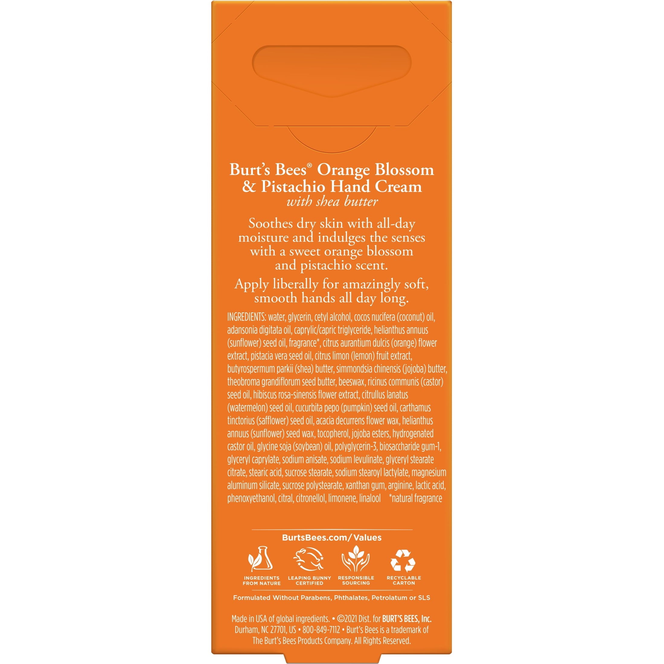 Burt's Bees Orange Blossom and Pistachio Hand Cream with Shea Butter, 1 oz, Pack of 4