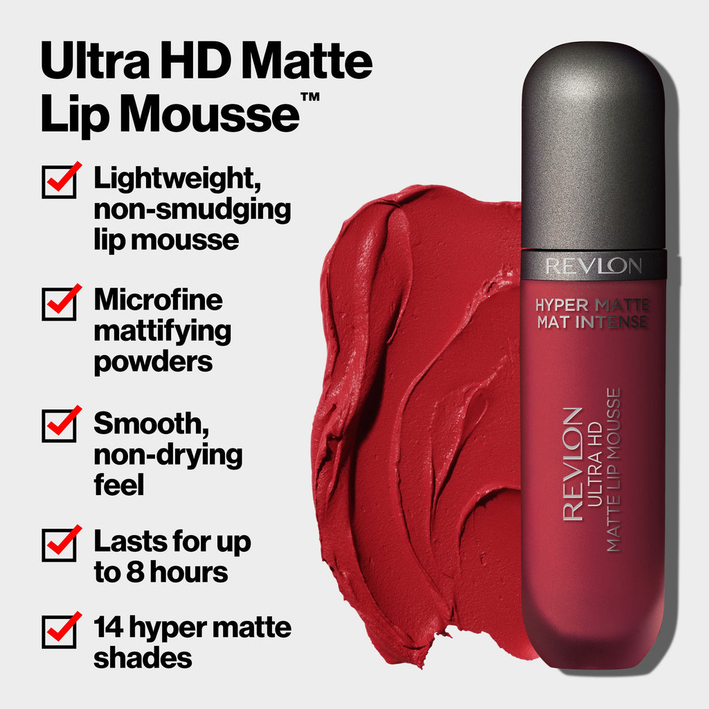 Revlon Ultra HD Lip Mousse Hyper Matte, Liquid Cream-like Lipstick, 0.16 oz, 825 Spice