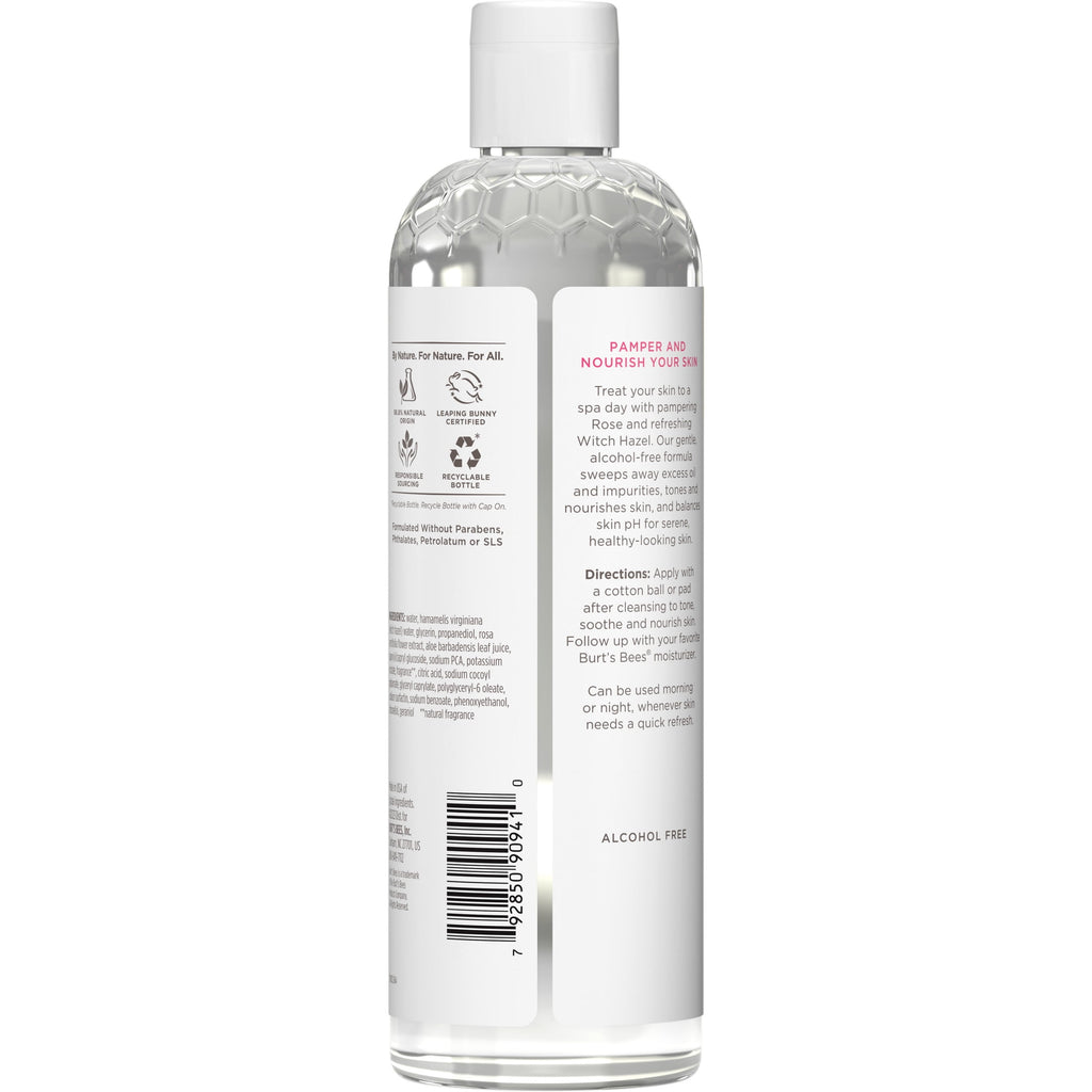 Burt's Bees Calming Toner with Witch Hazel and Rose, Fresh Floral Scent, 12 Oz