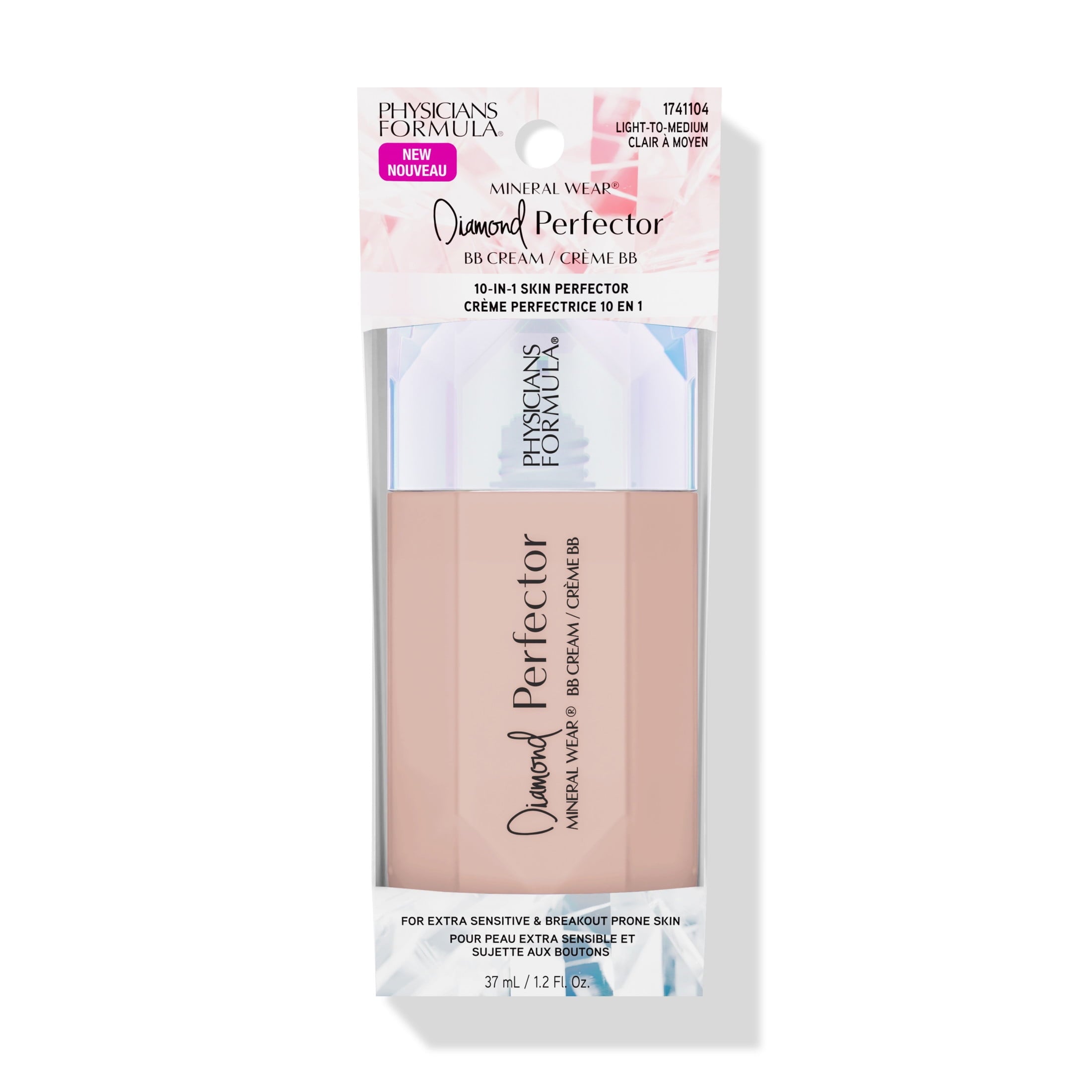 Physicians Formula Mineral Wear Diamond Perfector BB Cream Makeup, Light-to-Medium, 1.0 oz