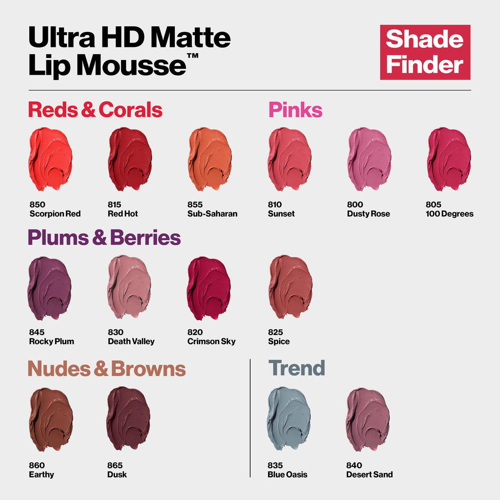 Revlon Ultra HD Lip Mousse Hyper Matte, Liquid Cream-like Lipstick , 860 Earthy, 0.16 oz, Earthy (860), 0.2 fl oz