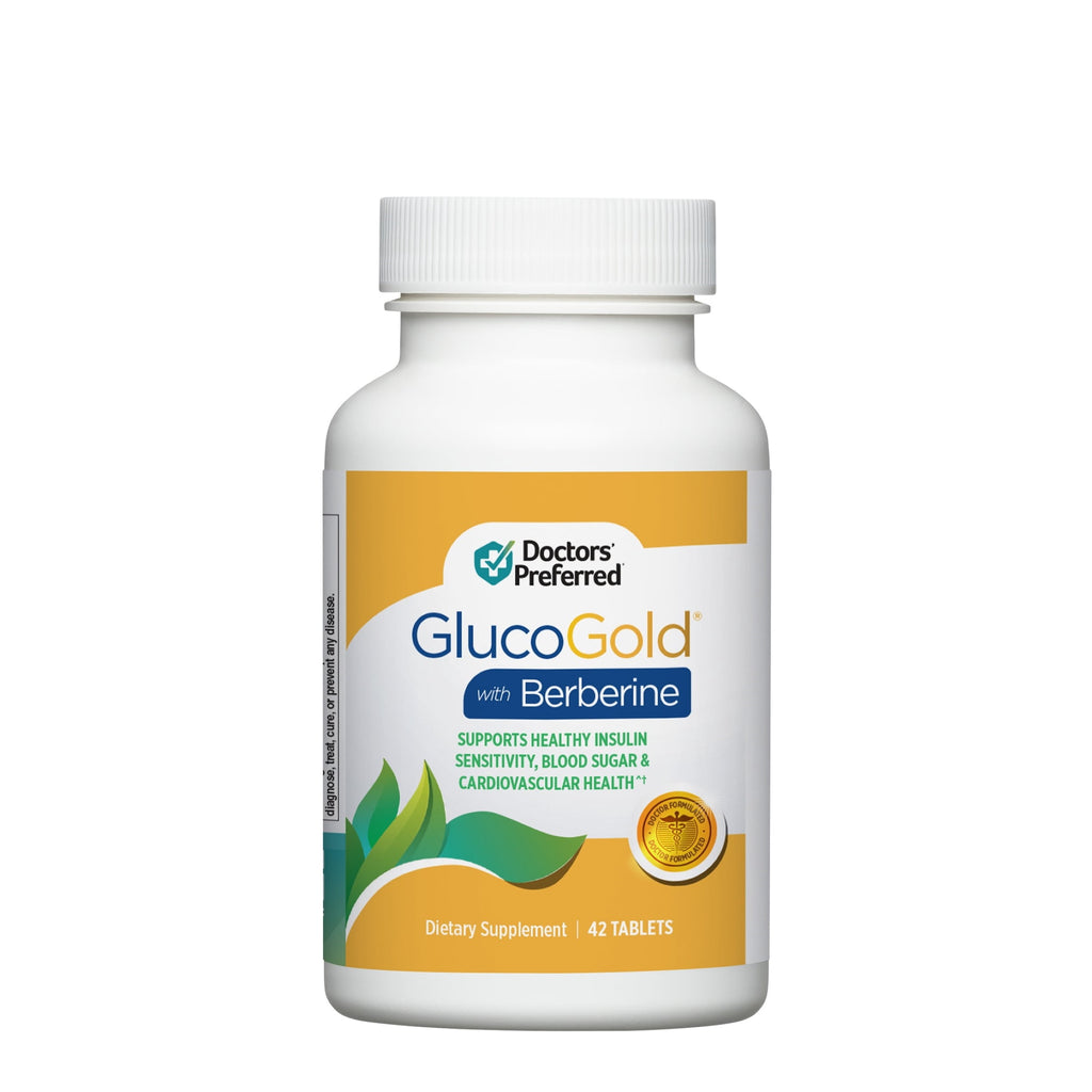 Doctors’ Preferred GlucoGold with Berberine, Healthy Blood Sugar Support, 42 Vegetarian Tablets