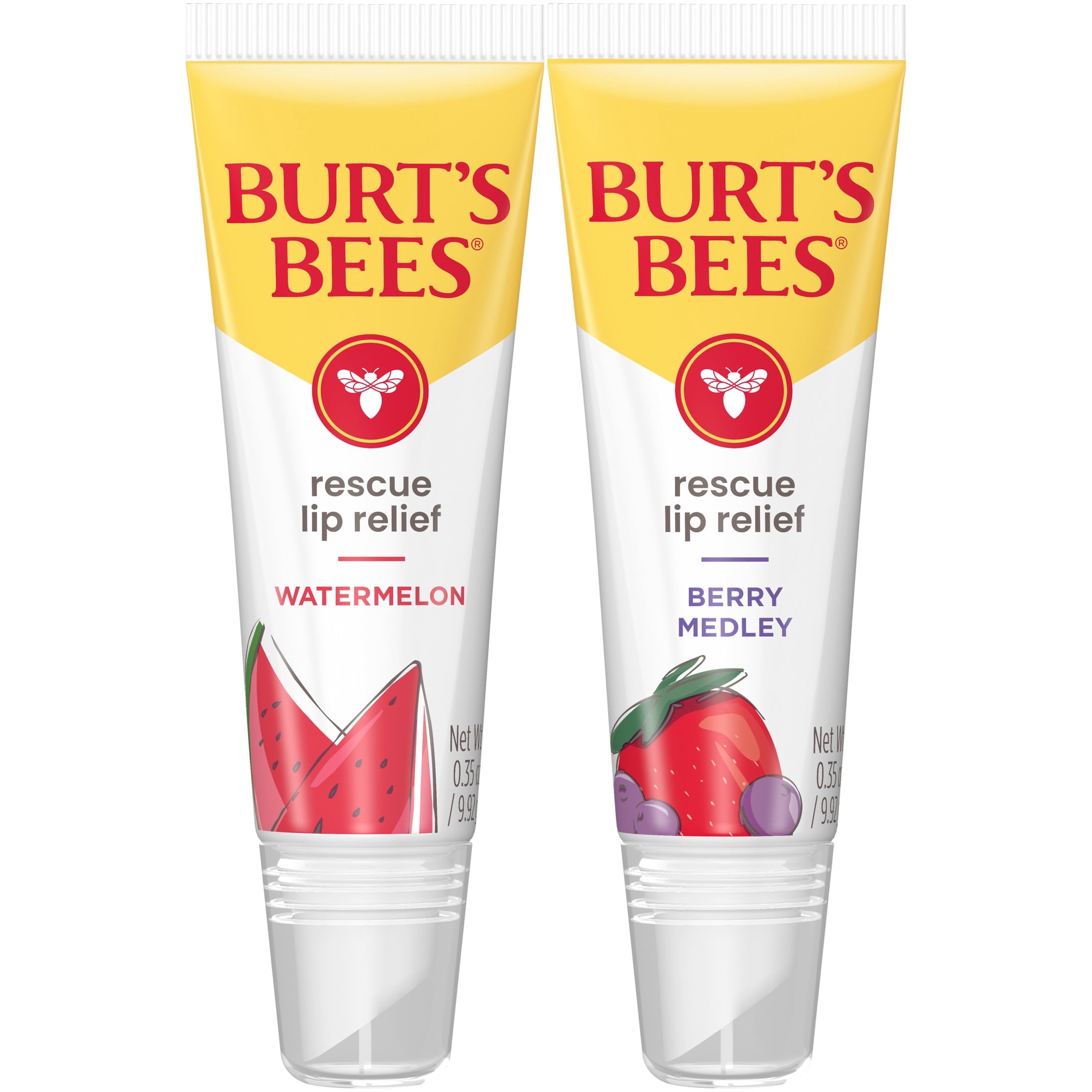 Burt's Bees Watermelon and Berry Medley Rescue Lip Relief, 2-Pack, 0.35 oz.