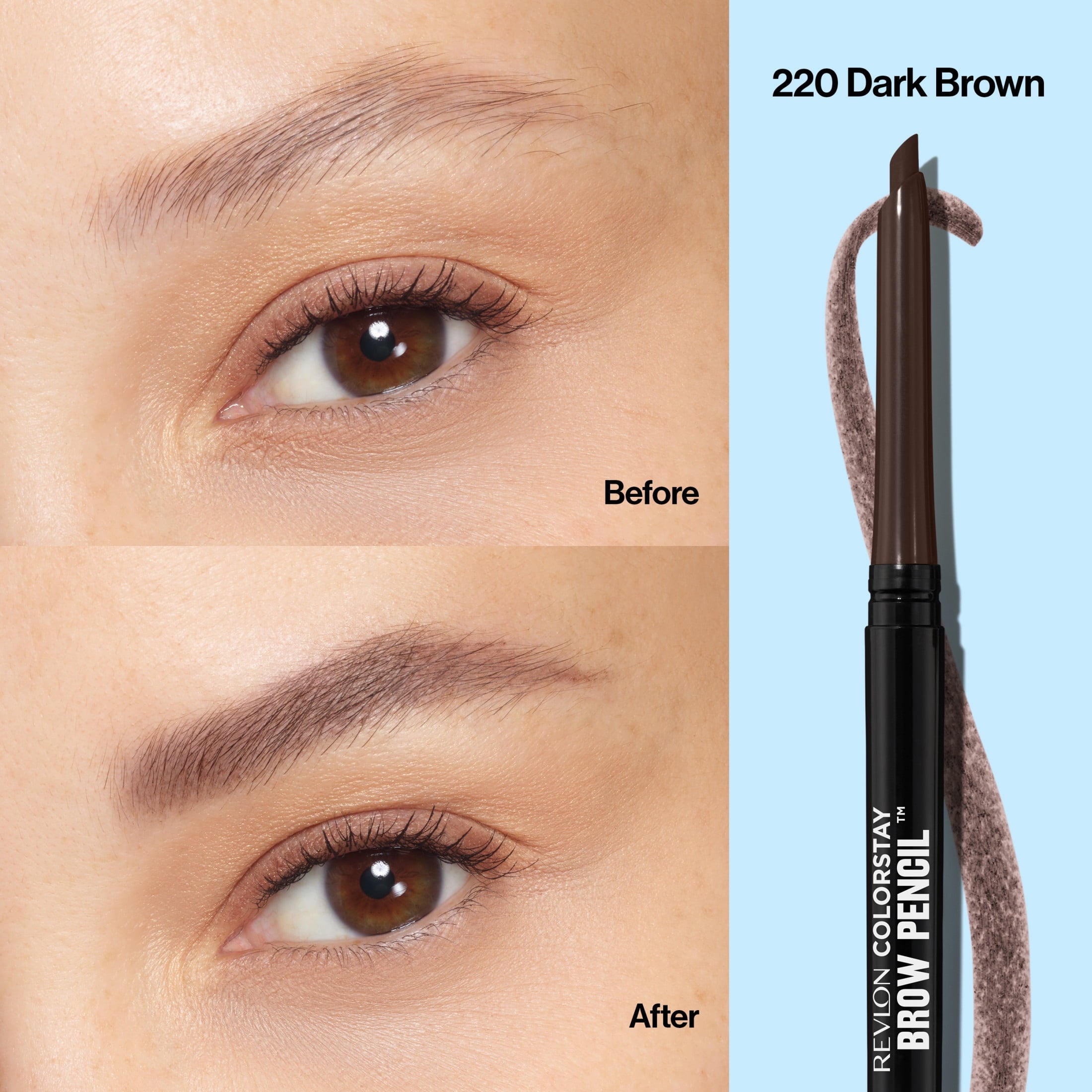 Revlon ColorStay Waterproof Eyebrow Pencil, Mechanical & Long Lasting, 220 Dark Brown, 0.021 oz