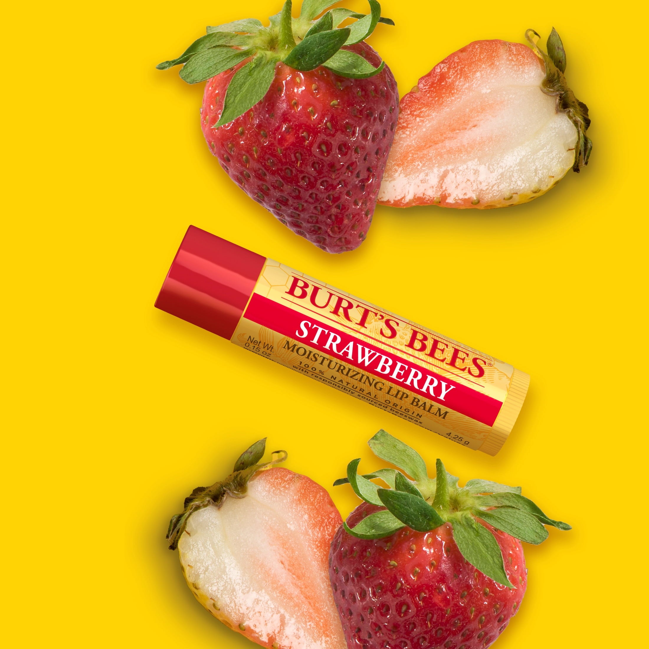 Burt's Bees Strawberry Moisturizing Lip Balm, 100% Natural Origin, 6 Tubes, 0.15 oz