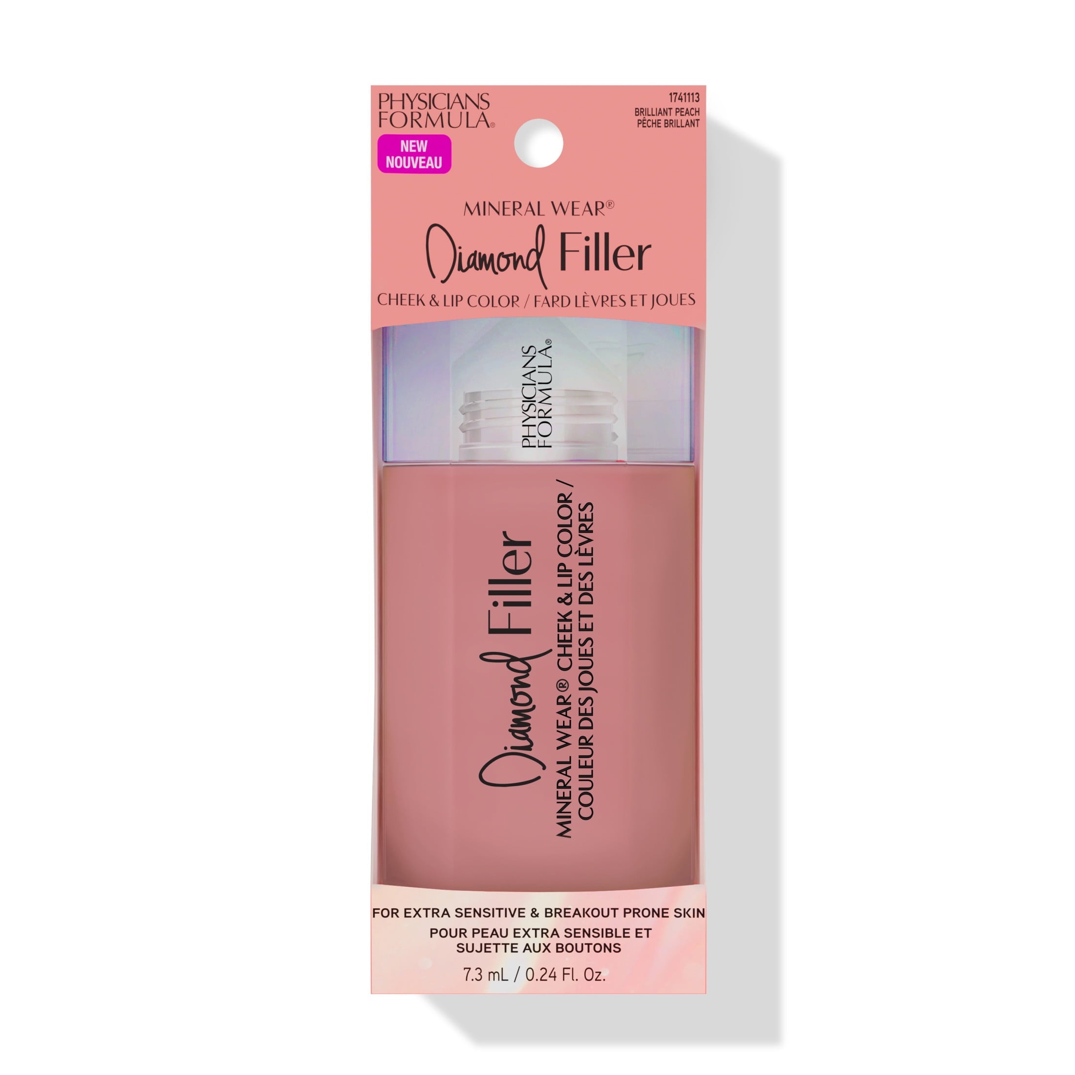 Physicians Formula Mineral Wear Diamond Filler Cheek & Lip Liquid Blush - Brilliant Peach
