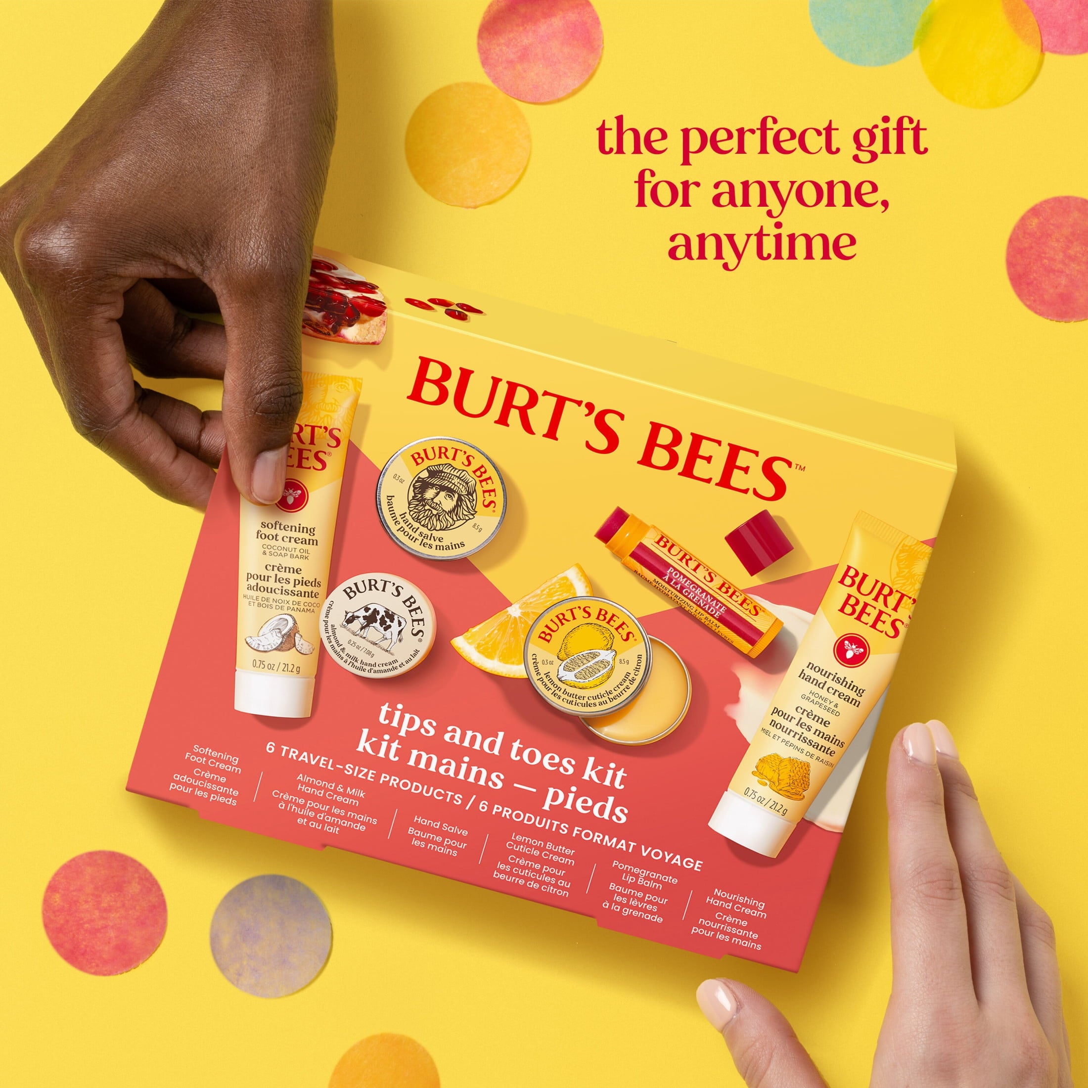 Burts Bees Tips and Toes Gift Set, Hand Cream, Foot Cream, Cuticle Cream, Hand Salve, Lip Balm