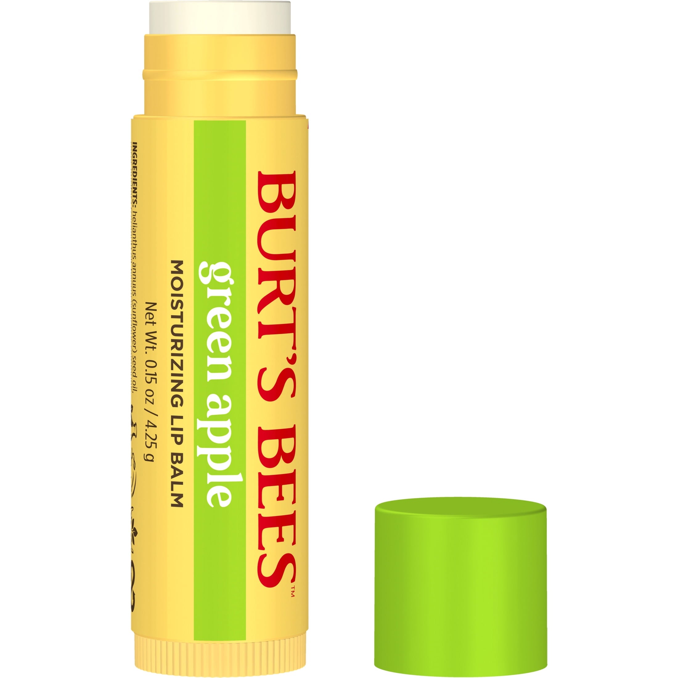 Burt's Bees Green Apple Moisturizing Lip Balm, 100% Natural Origin, Mother's Day Gift, 1 Tube, 0.15 oz