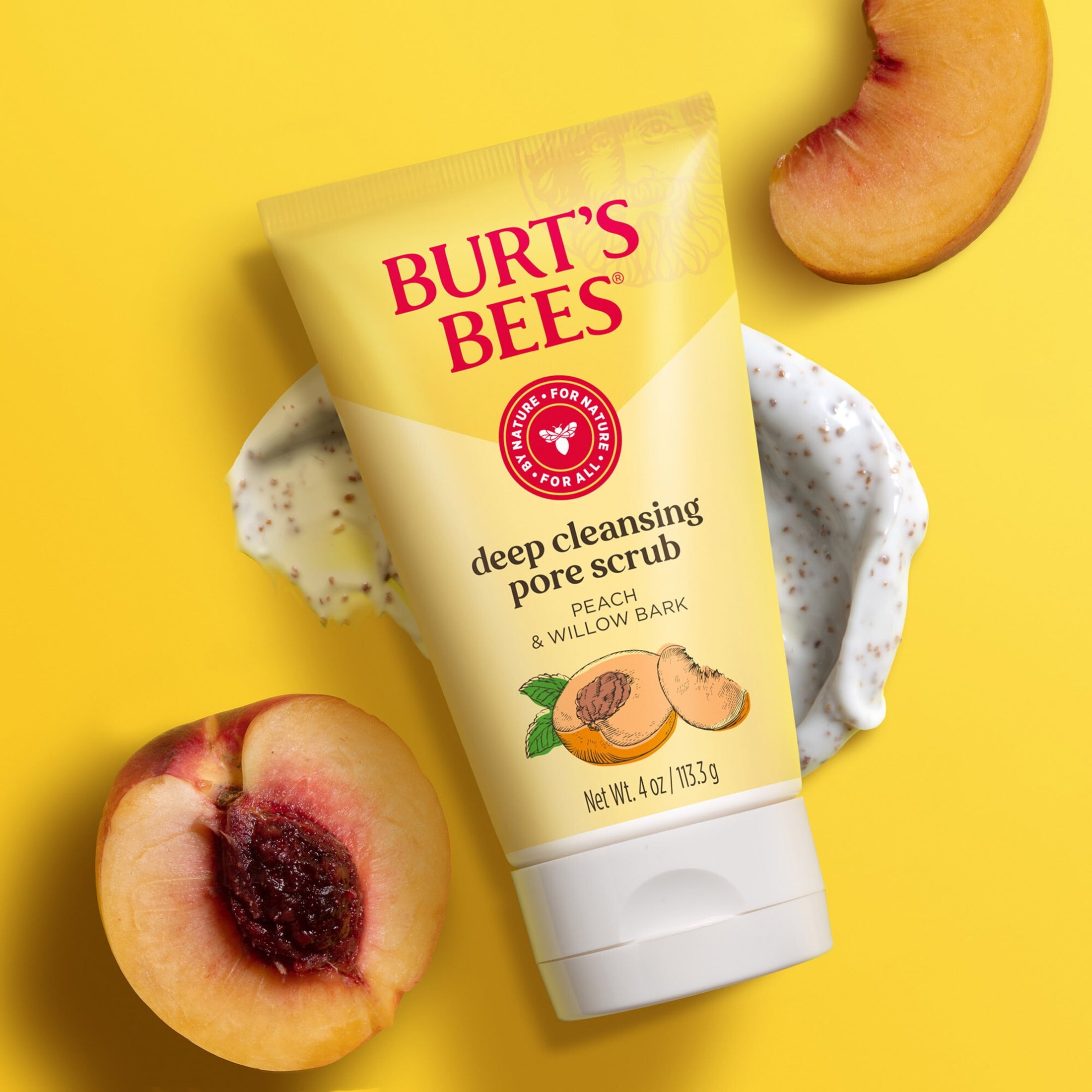 (2 pack) Burt's Bees Deep Cleansing Pore Scrub with Peach and Willow Bark, 4 Ounces