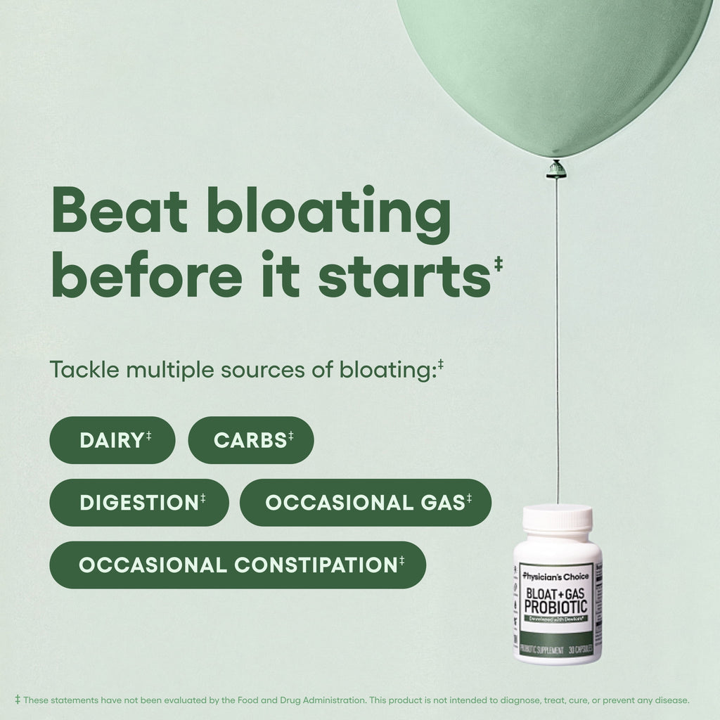 Physician's Choice Bloat & Gas 5-in-1 Probiotic for Digestion Support & Gas Relief, 30 Count
