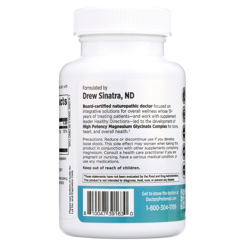DOCTORS’ PREFERRED High Potency Magnesium Glycinate Complex- Gentler on Your Stomach, Highly Potent, Doctor-Developed Formula. Heart Health, Mood Support and More 420 mg per Serving, 30-Day Supply
