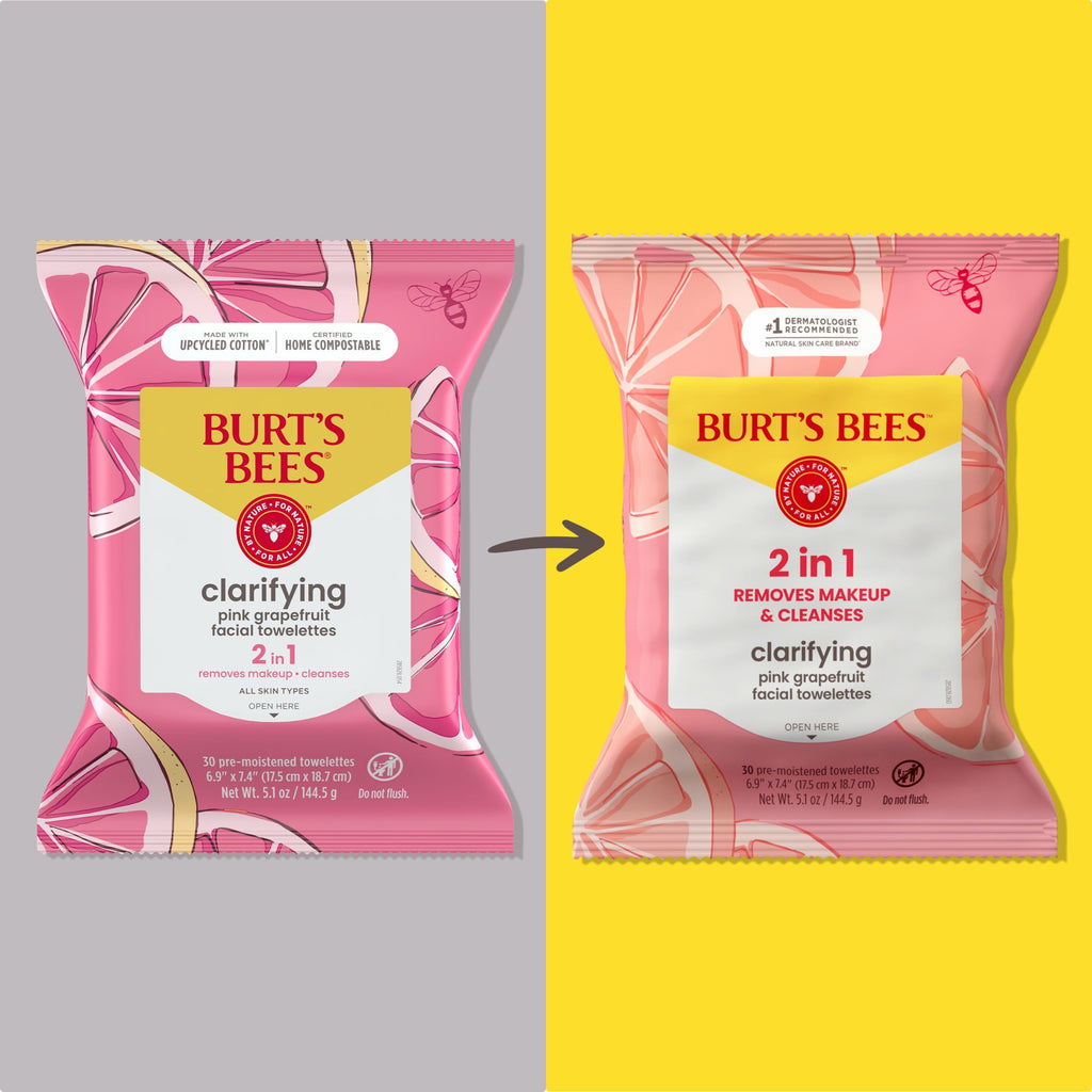 Burts Bees Clarifying Pink Grapefruit Facial Towelettes, 30 ct. Pack