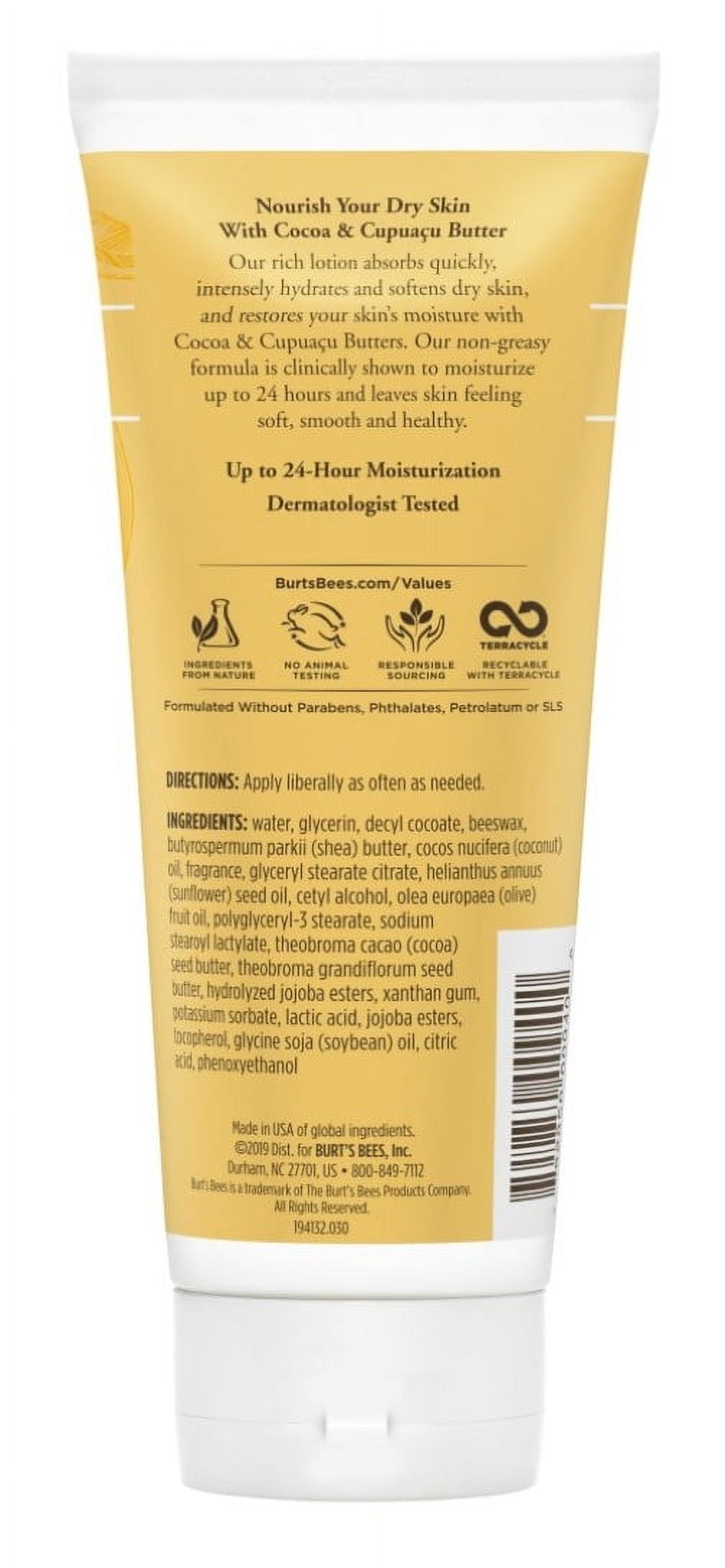 Burts Bees Body Lotion Cocoa & Cupuacu Butter 6oz Dry Skin (Pack of 3)