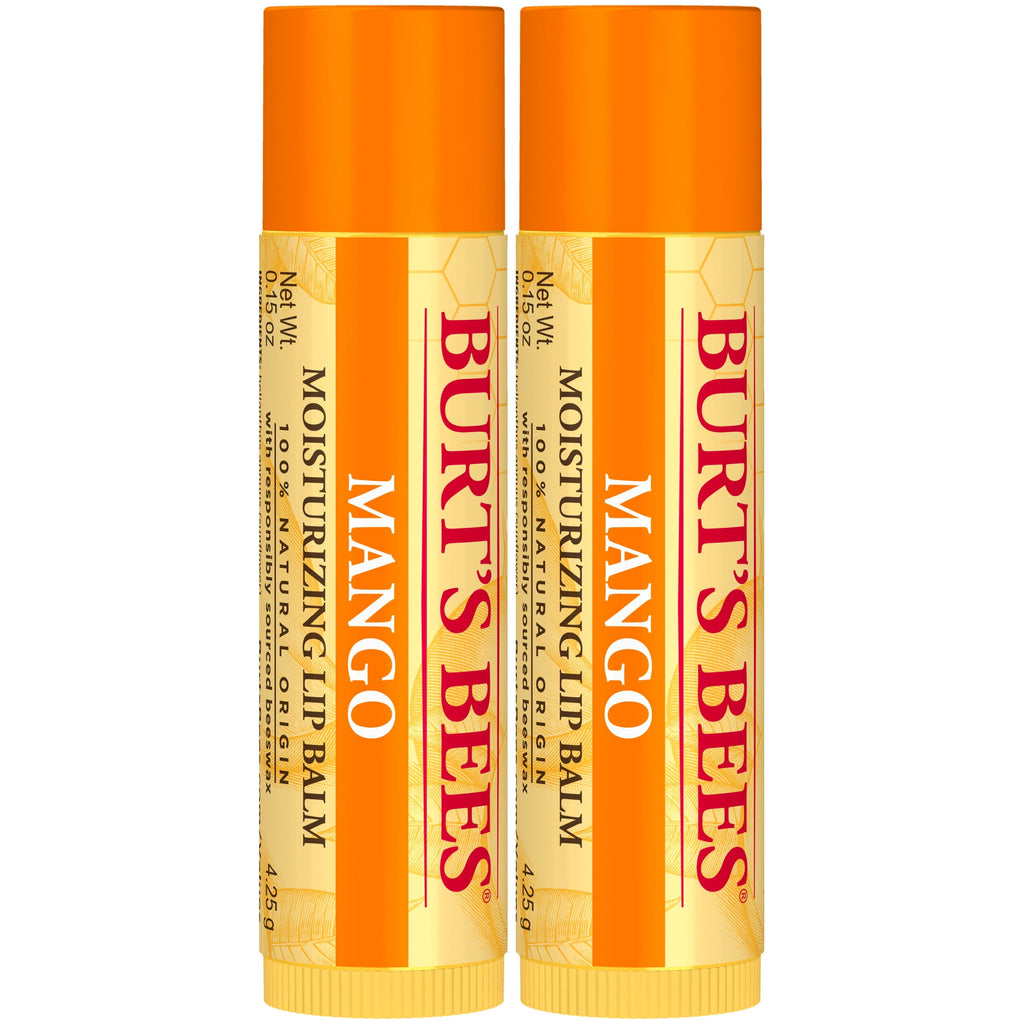 Burt's Bees 100% Natural Origin Moisturizing Lip Balm, Mango, 2 Count, Pack of 6
