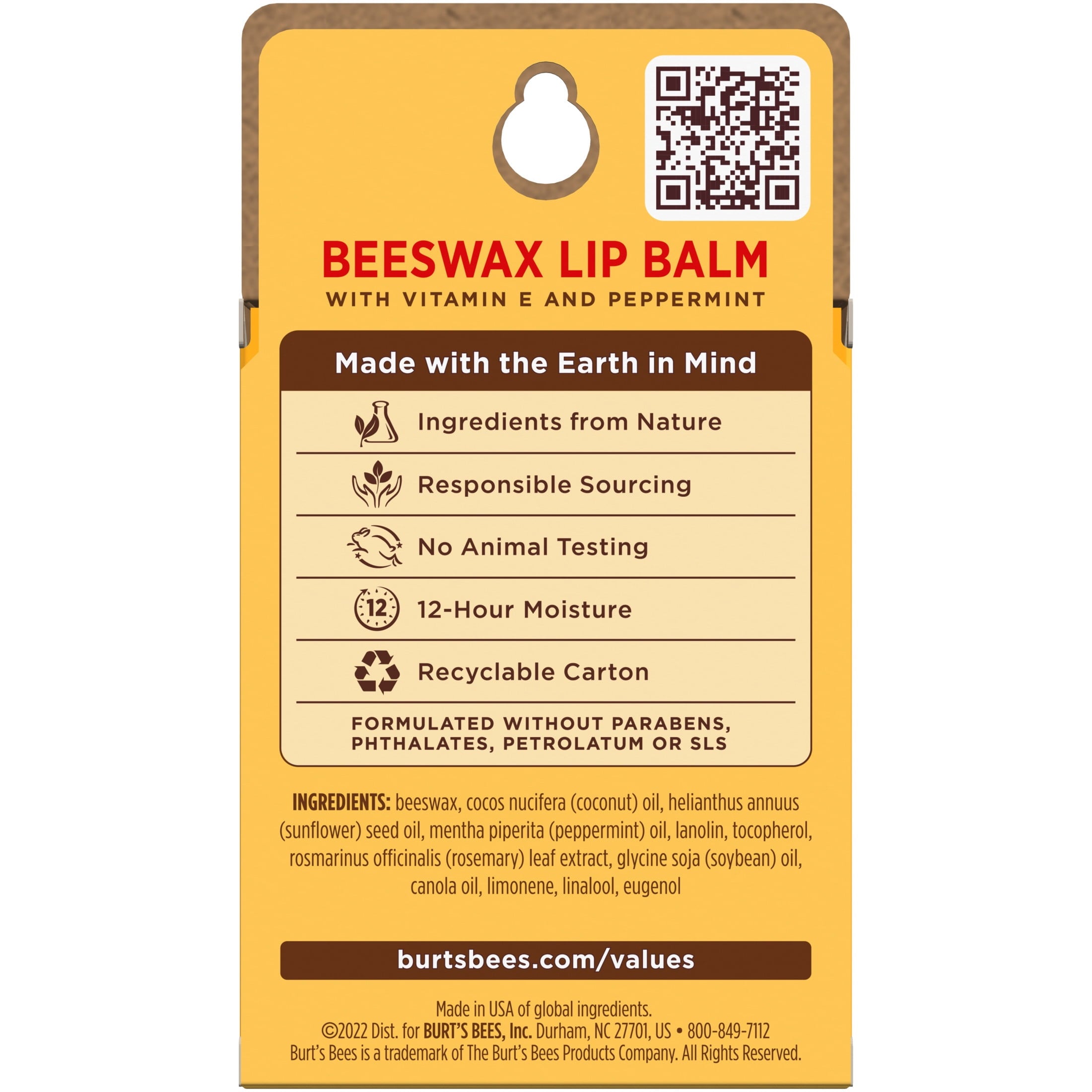 (4 pack) Burt's Bees 100% Natural Origin Beeswax Moisturizing Lip Balm with Vitamin E & Peppermint Oil, 3 Pack