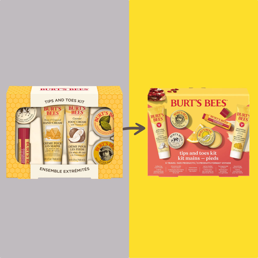 Burts Bees Tips and Toes Gift Set, Hand Cream, Foot Cream, Cuticle Cream, Hand Salve, Lip Balm