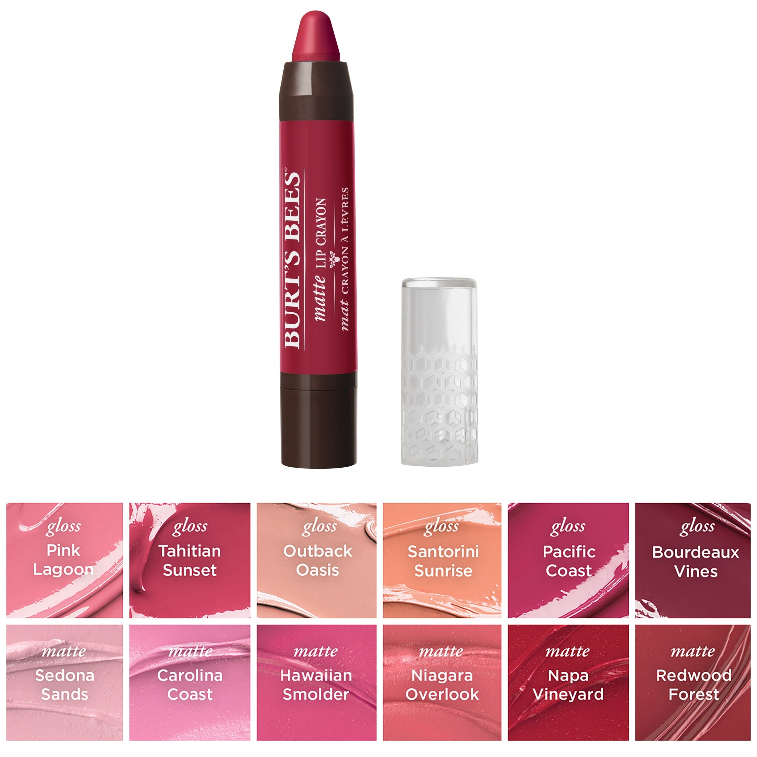 Burt's Bees 100% Natural Origin Moisturizing Matte Lip Crayon, Napa Vineyard - 1 Crayon
