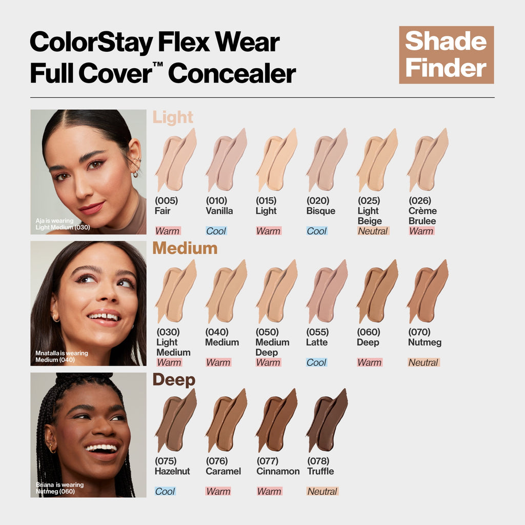 Revlon ColorStay Flex Wear Concealer, Full Coverage, 24HR Wear, 070 Nutmeg, 0.34 fl oz