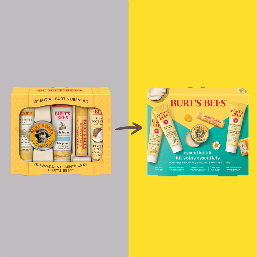 Burts Bees Essential Gift Set, Cleansing Cream, Hand Salve, Body Lotion, Foot Cream, Lip Balm