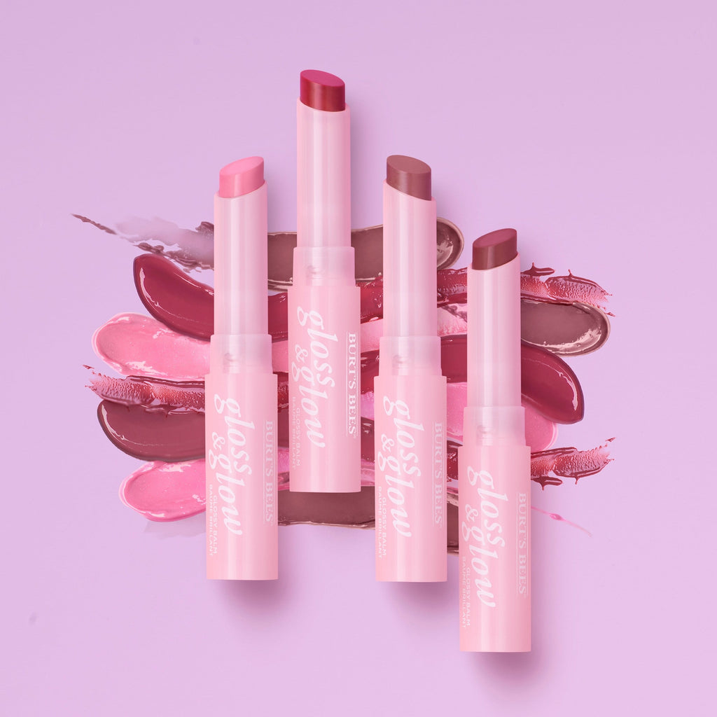 Burts Bees Gloss and Glow Glossy Balm, 100% Natural Origin, Winning in Pink, 1 Tube