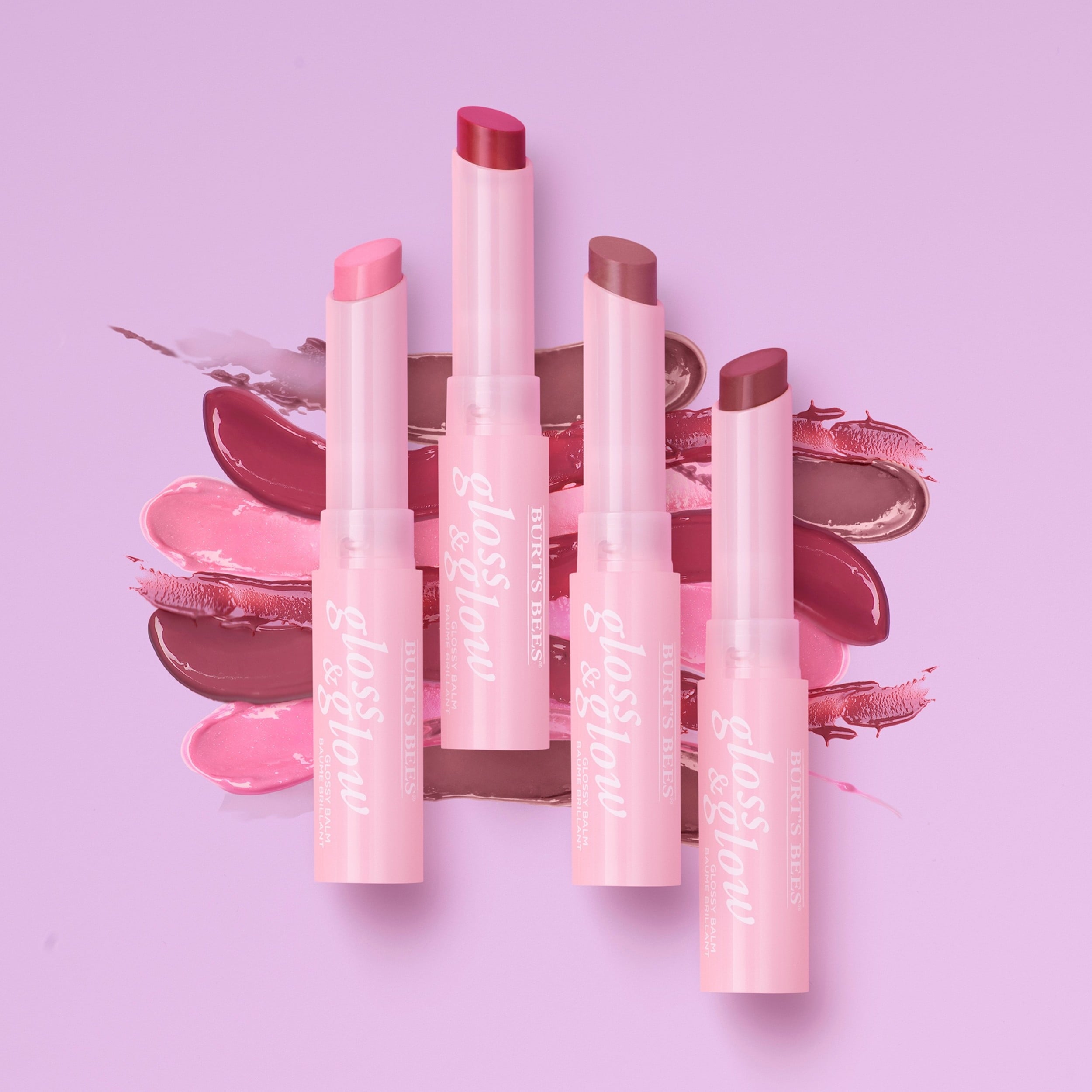 Burts Bees Gloss and Glow Glossy Balm, 100% Natural Origin, Winning in Pink, 1 Tube