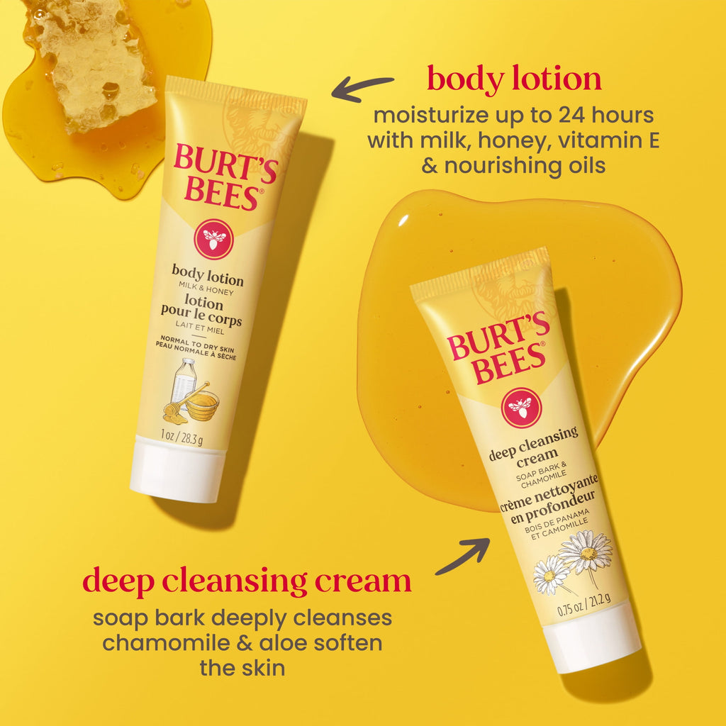 Burts Bees Essential Gift Set, Cleansing Cream, Hand Salve, Body Lotion, Foot Cream, Lip Balm